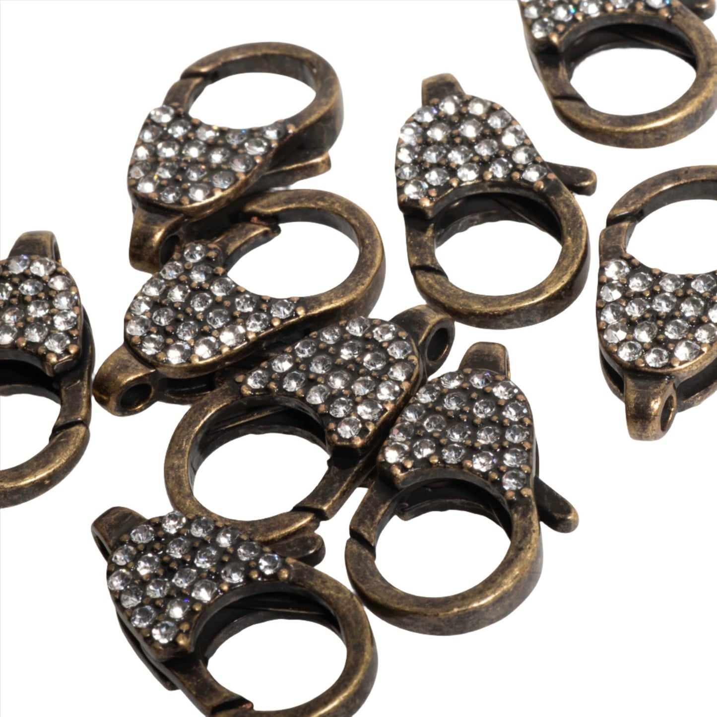 Elegant Pavé Crystal Lobster Clasp 21x13.5mm - Luxurious, Secure Closure for Necklaces and Bracelets, Sold Individually  CL/27