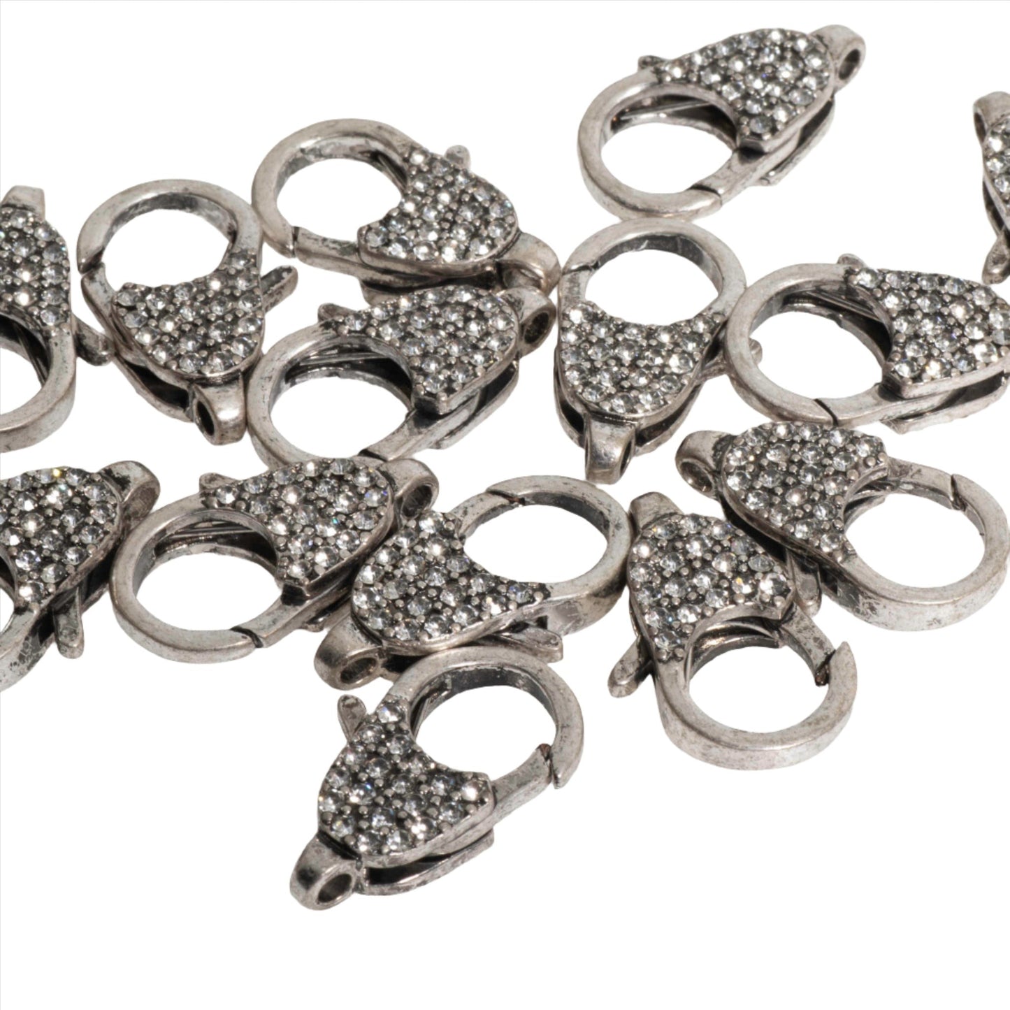 Elegant Pavé Crystal Lobster Clasp 21x13.5mm - Luxurious, Secure Closure for Necklaces and Bracelets, Sold Individually  CL/27