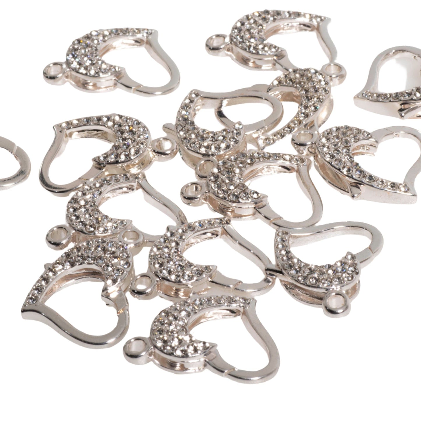 22mm x 16.5mm Pavé Crystal Heart Clasp - Made of Brass - Sold Individually - CL/28
