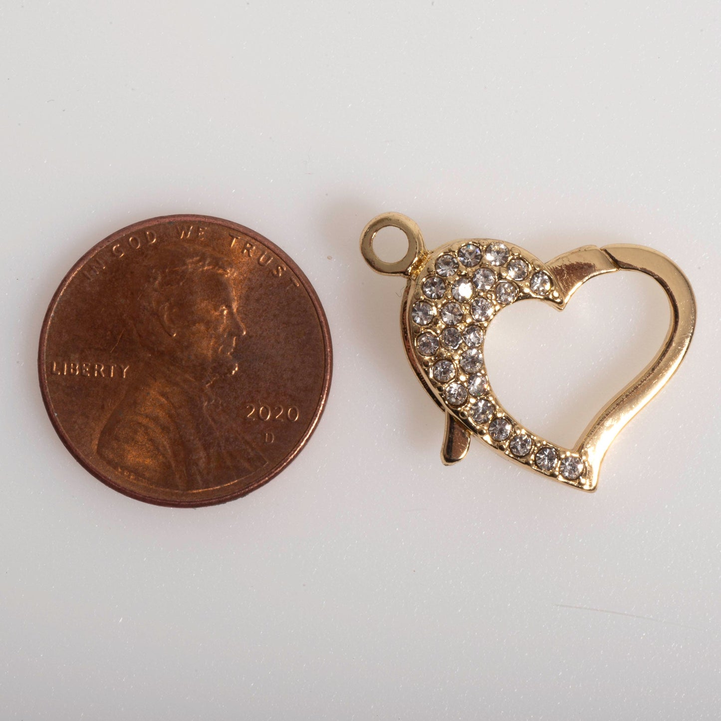 22mm x 16.5mm Pavé Crystal Heart Clasp - Made of Brass - Sold Individually - CL/28