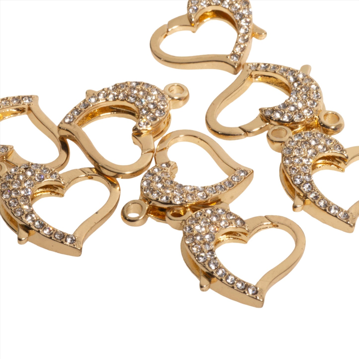 22mm x 16.5mm Pavé Crystal Heart Clasp - Made of Brass - Sold Individually - CL/28