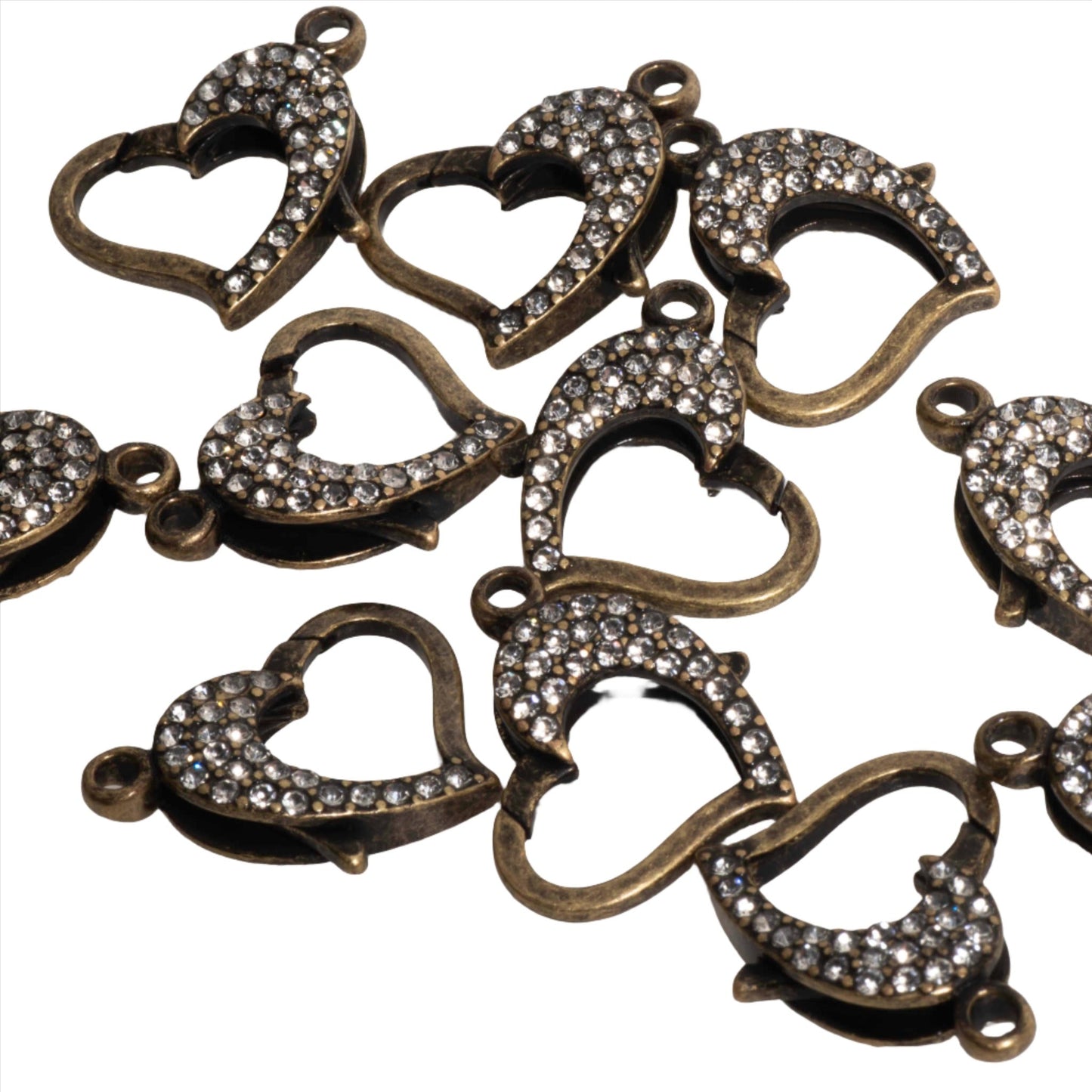 22mm x 16.5mm Pavé Crystal Heart Clasp - Made of Brass - Sold Individually - CL/28