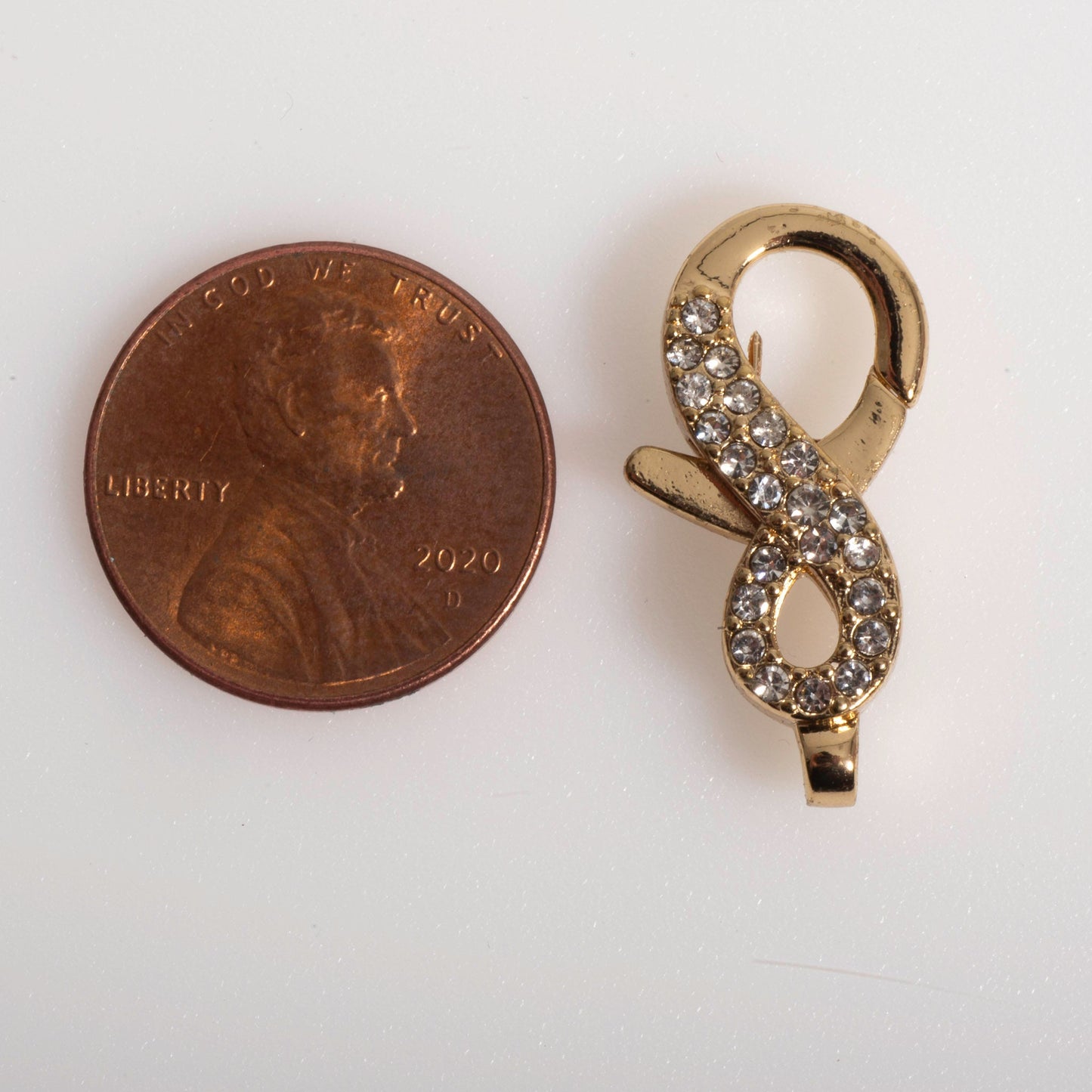 Pavé Crystal Infinity Lobster Clasp 25x11.5mm - Elegant Symbolic Closure for Jewelry, Style CL/29