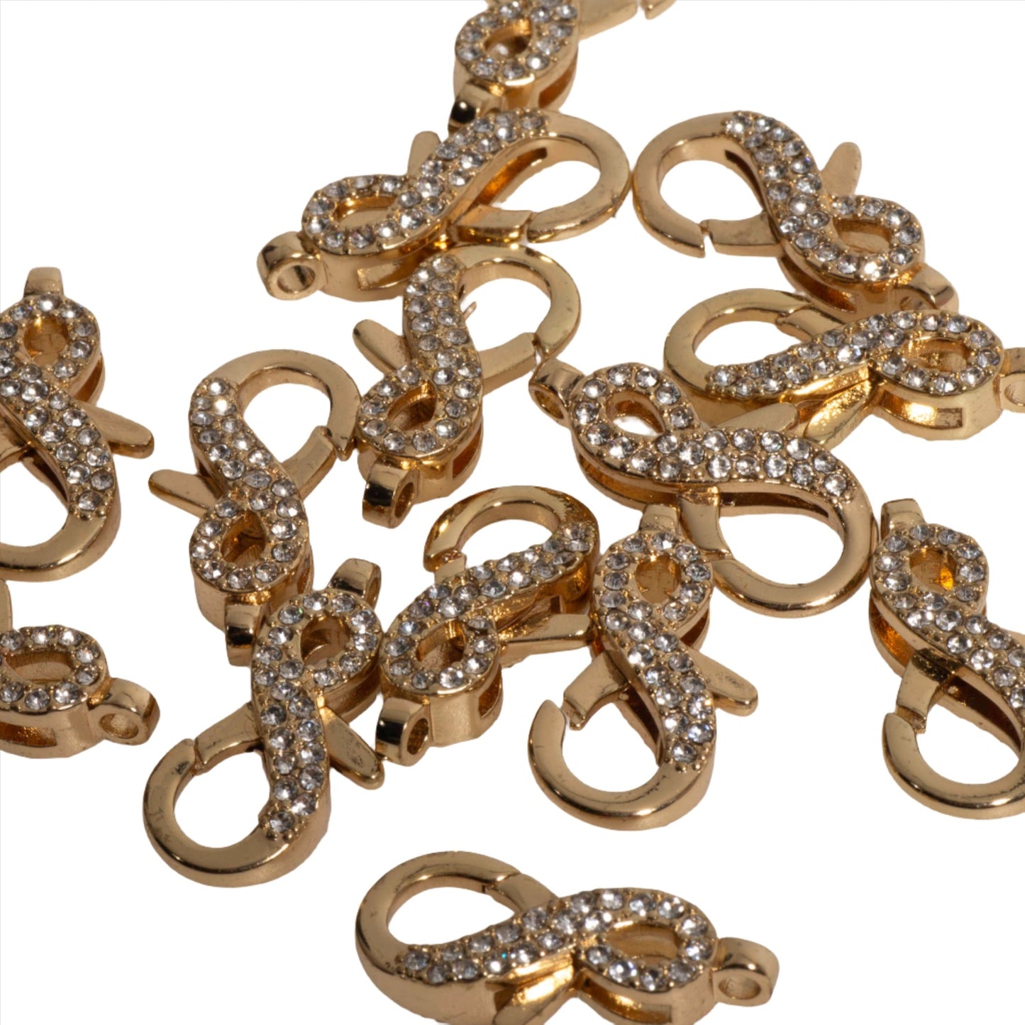 Pavé Crystal Infinity Lobster Clasp 25x11.5mm - Elegant Symbolic Closure for Jewelry, Style CL/29