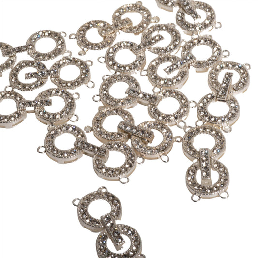 Pavé Crystal Round Buckle Clasp 35x22mm - Luxurious, Secure Centerpiece for Jewelry, Style CL/30