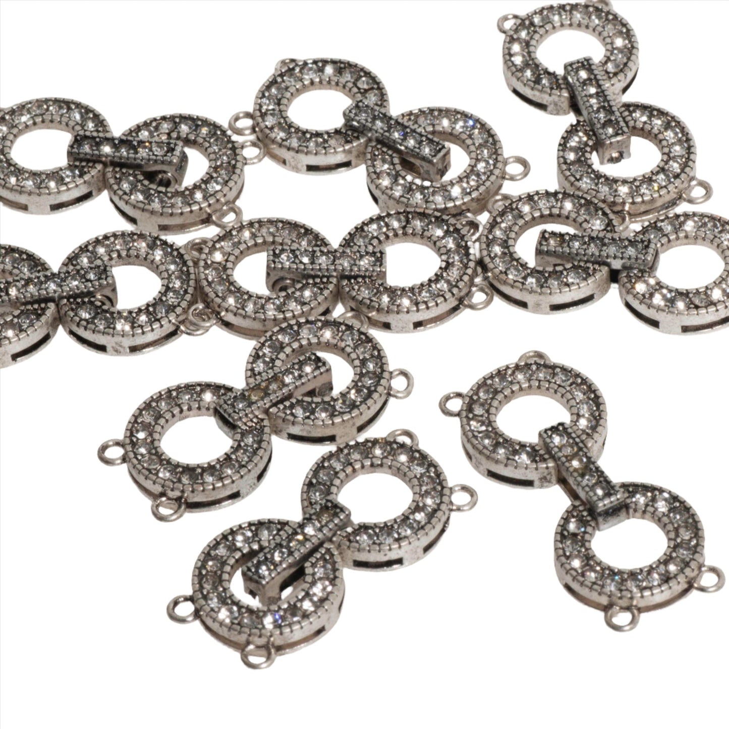 Pavé Crystal Round Buckle Clasp 35x22mm - Luxurious, Secure Centerpiece for Jewelry, Style CL/30