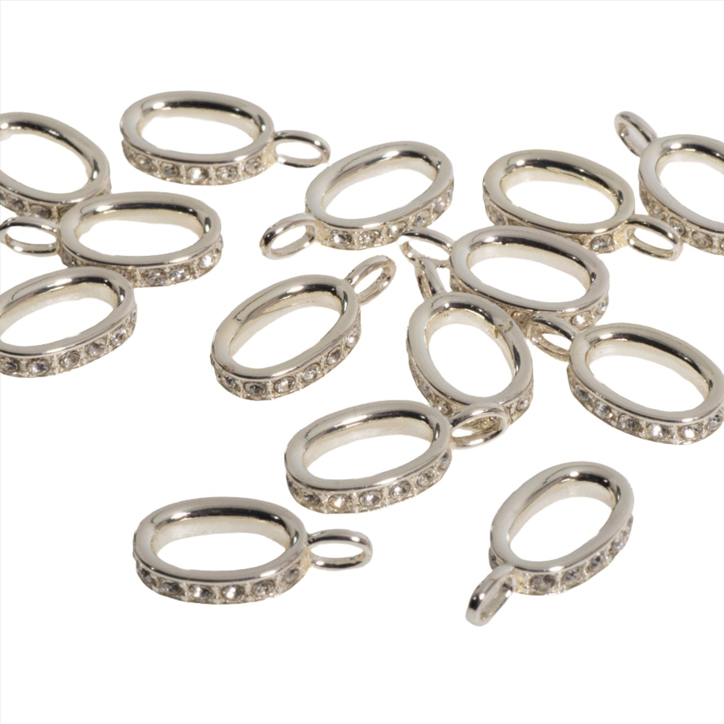 15mm x 8mm Pavé Crystal Oval Clasp Connector - Made of plated brass - Sold by the piece - CL/31