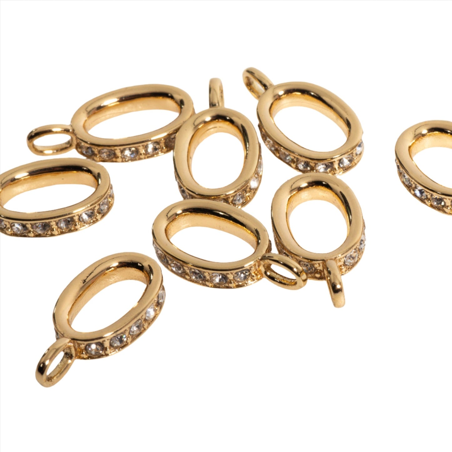 15mm x 8mm Pavé Crystal Oval Clasp Connector - Made of plated brass - Sold by the piece - CL/31