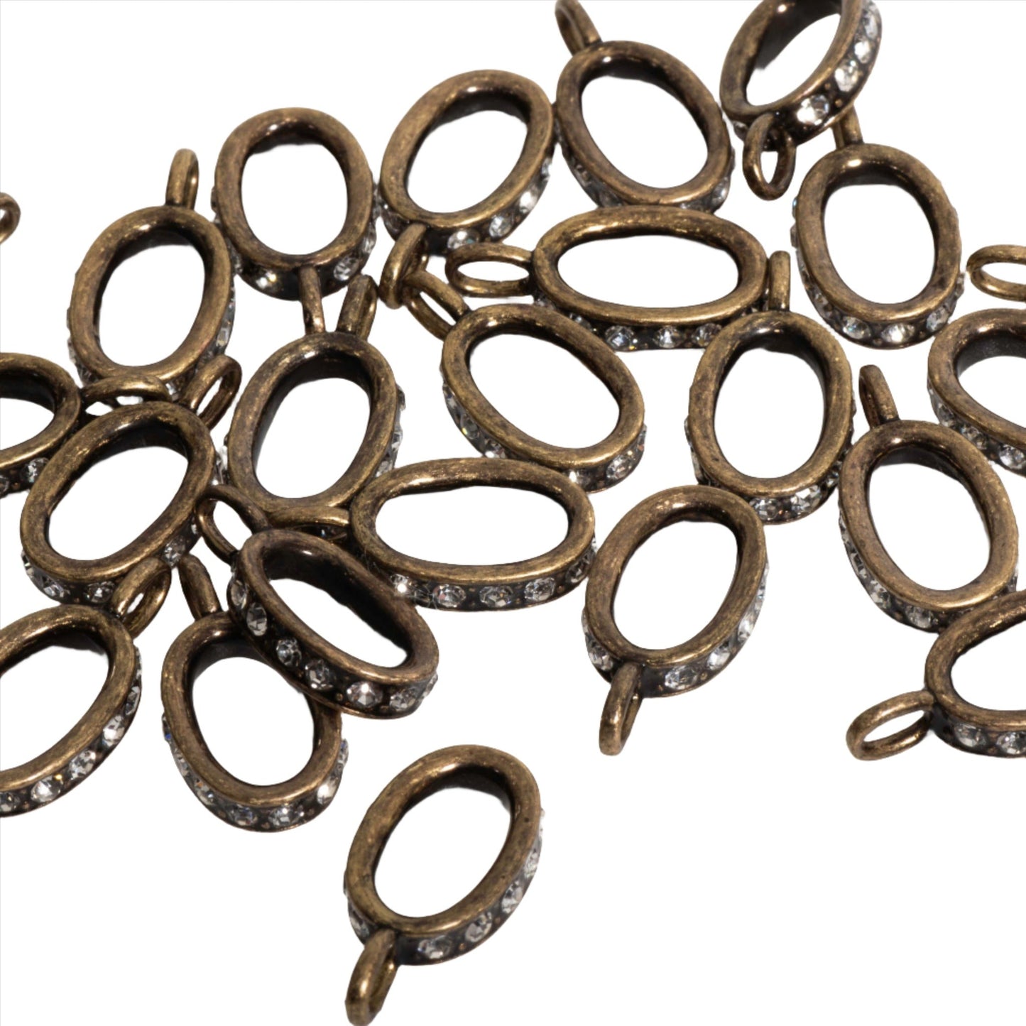 15mm x 8mm Pavé Crystal Oval Clasp Connector - Made of plated brass - Sold by the piece - CL/31