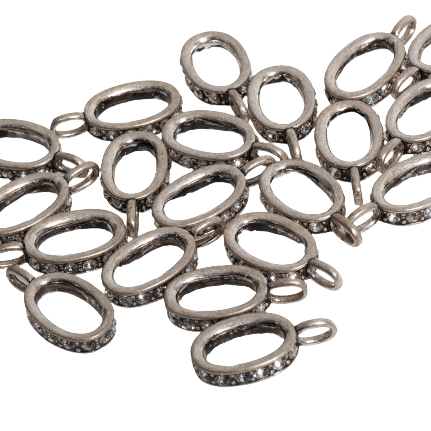 15mm x 8mm Pavé Crystal Oval Clasp Connector - Made of plated brass - Sold by the piece - CL/31