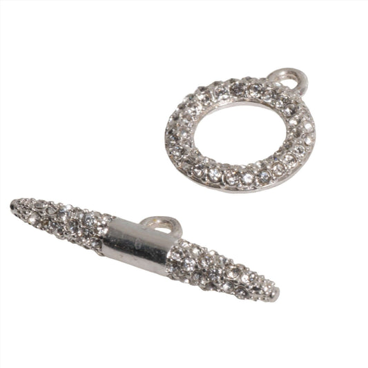 18mm x 15mm Loop, 28mm Bar Pavé Crystal Toggle - Made of Brass - Sold as a Set - CL/34
