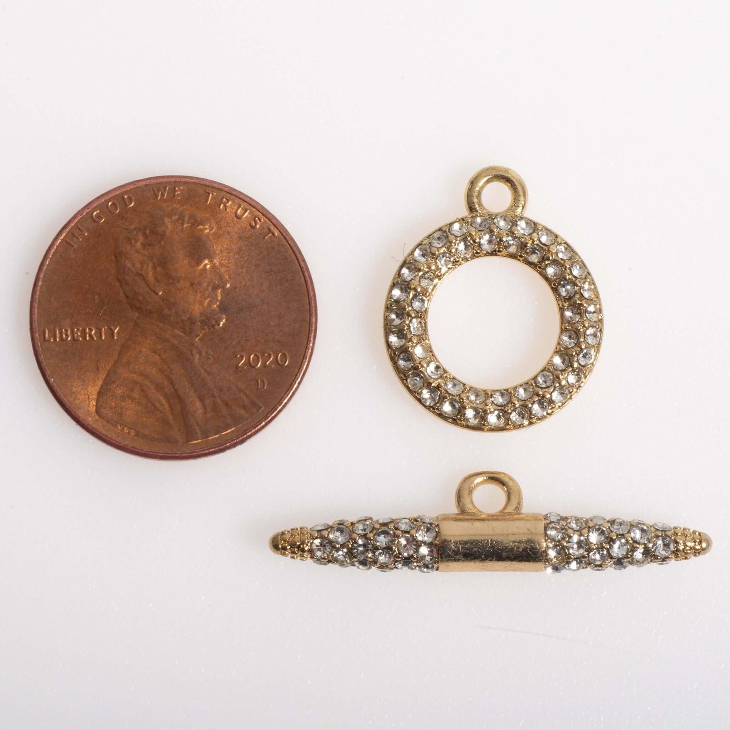 18mm x 15mm Loop, 28mm Bar Pavé Crystal Toggle - Made of Brass - Sold as a Set - CL/34