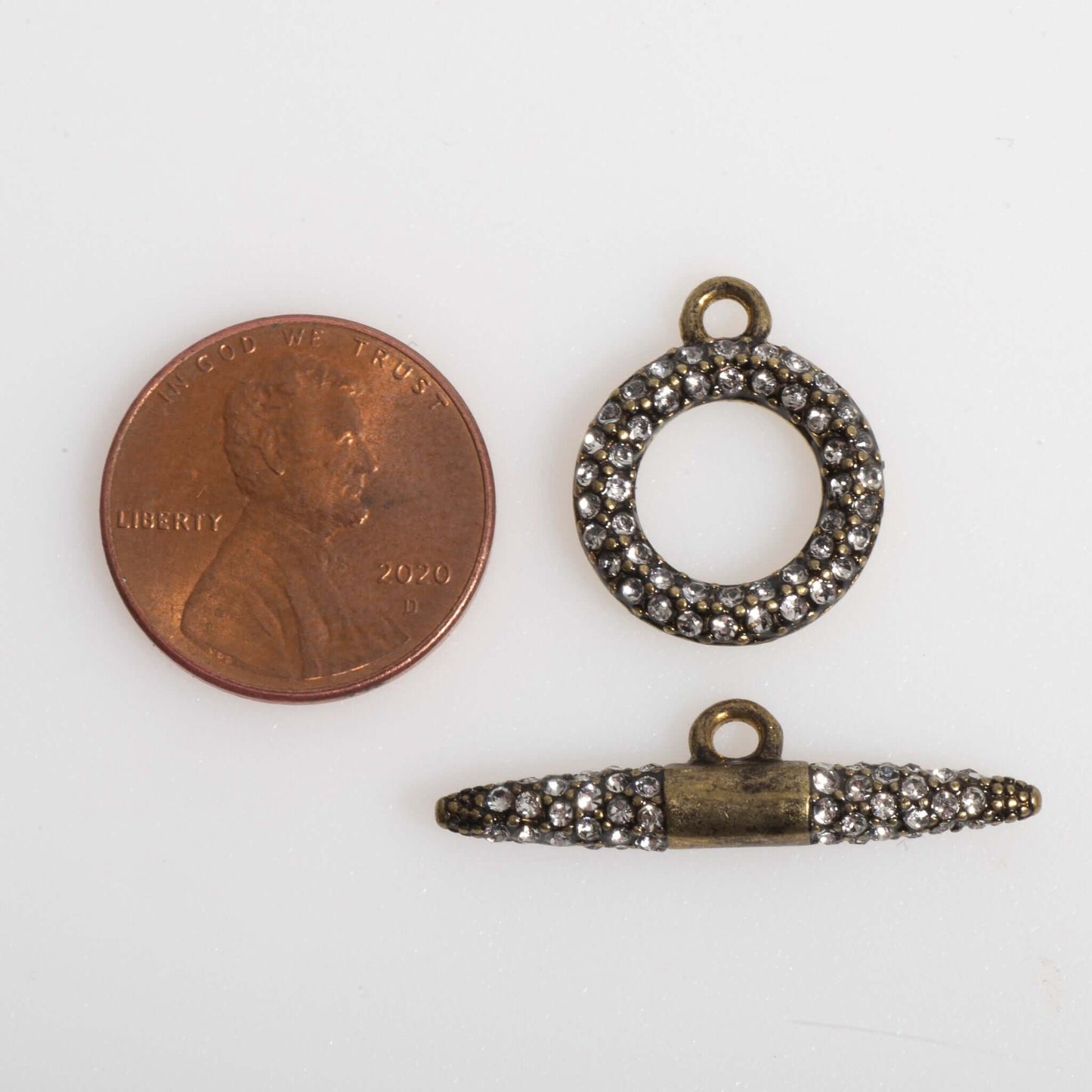 18mm x 15mm Loop, 28mm Bar Pavé Crystal Toggle - Made of Brass - Sold as a Set - CL/34
