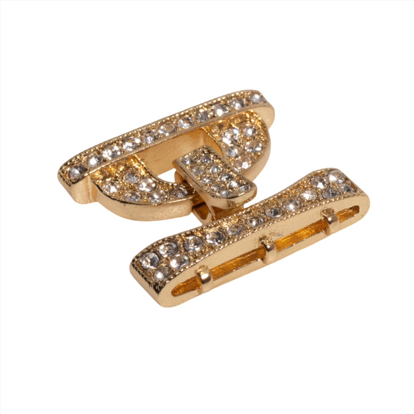 Sparkling Pavé Crystal Buckle Clasp 26x24.5mm with 3 Loop Ends  sold by the Piece - CL/35