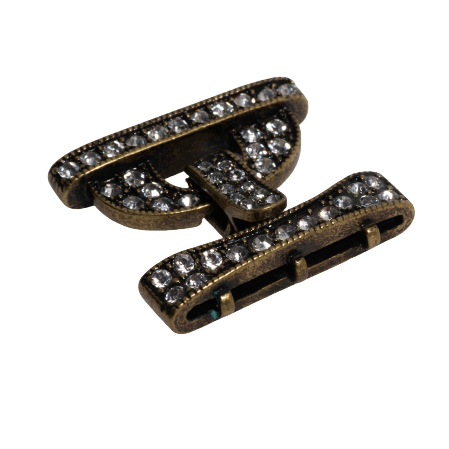 Sparkling Pavé Crystal Buckle Clasp 26x24.5mm with 3 Loop Ends  sold by the Piece - CL/35