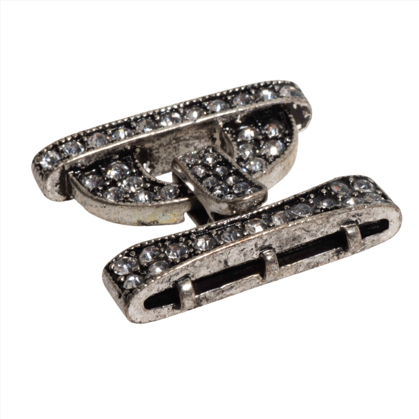 Sparkling Pavé Crystal Buckle Clasp 26x24.5mm with 3 Loop Ends  sold by the Piece - CL/35