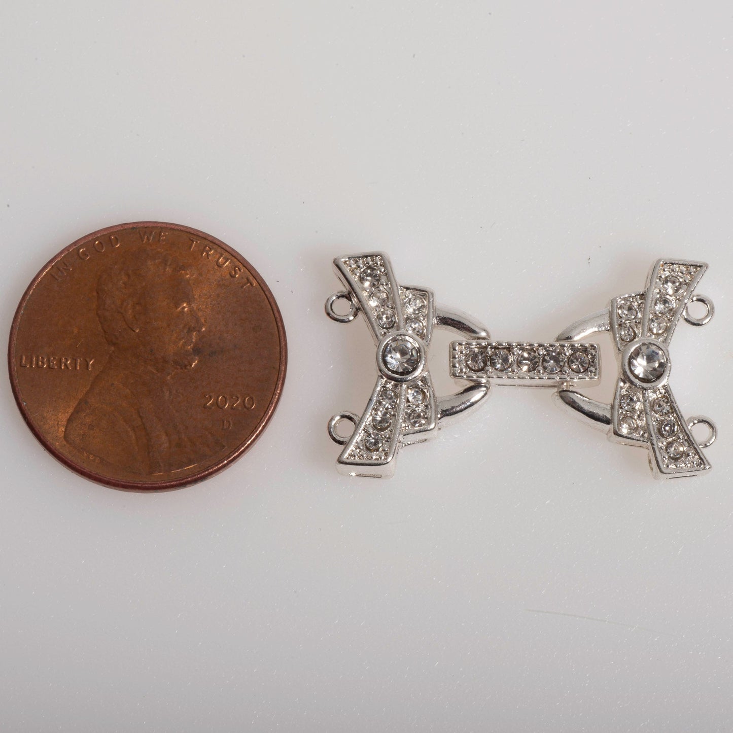 26mm x 15.5mm Pavé Crystal Buckle Clasp w/ 2 Loop Ends - Made of Brass - Sold by the Piece - CL/36