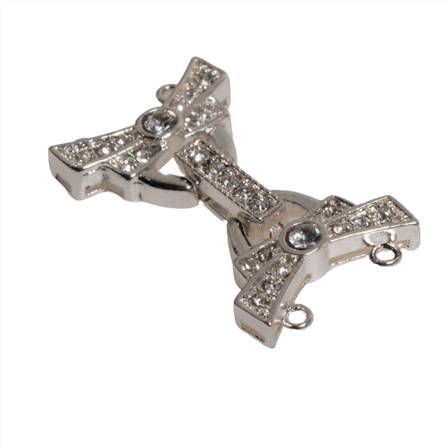 26mm x 15.5mm Pavé Crystal Buckle Clasp w/ 2 Loop Ends - Made of Brass - Sold by the Piece - CL/36