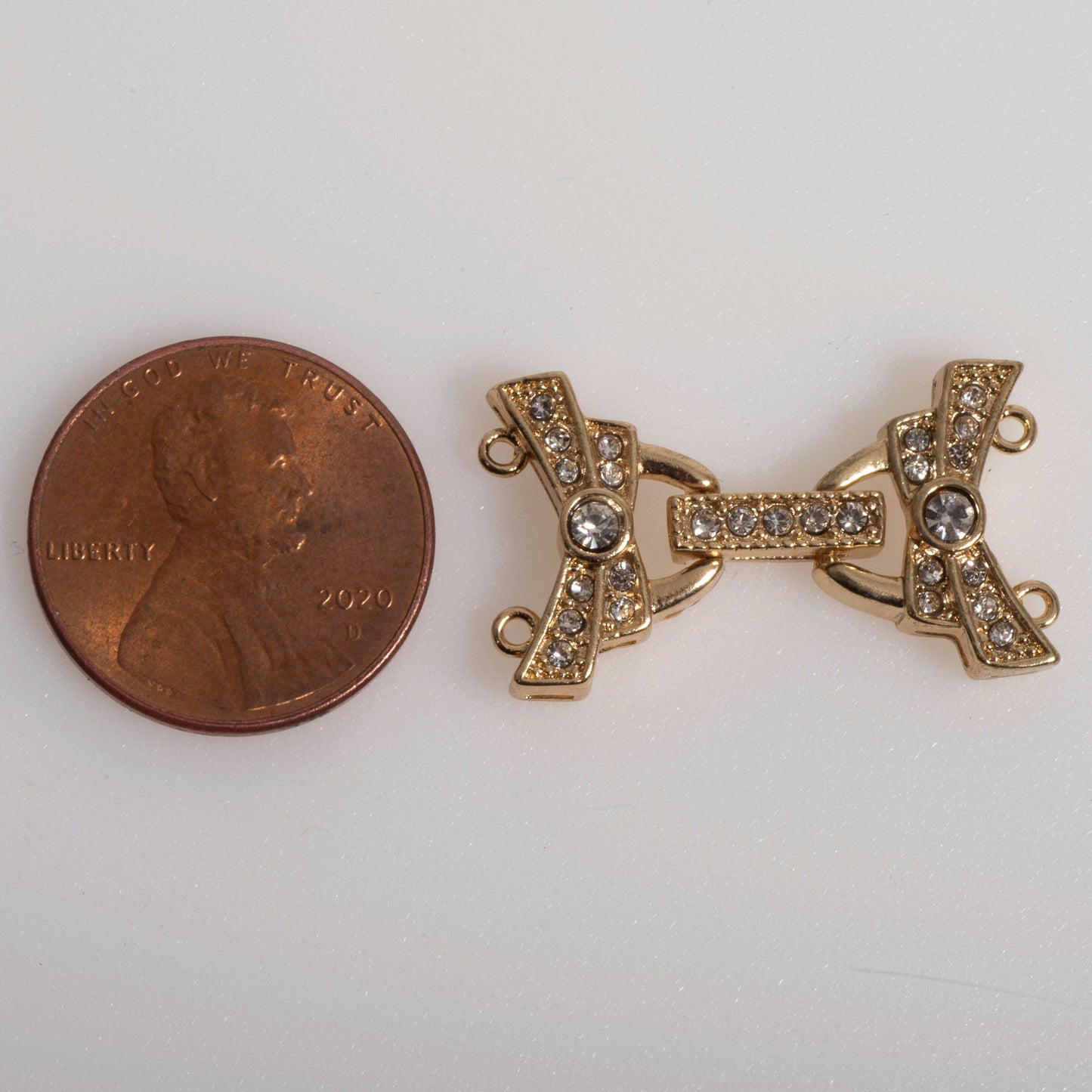26mm x 15.5mm Pavé Crystal Buckle Clasp w/ 2 Loop Ends - Made of Brass - Sold by the Piece - CL/36