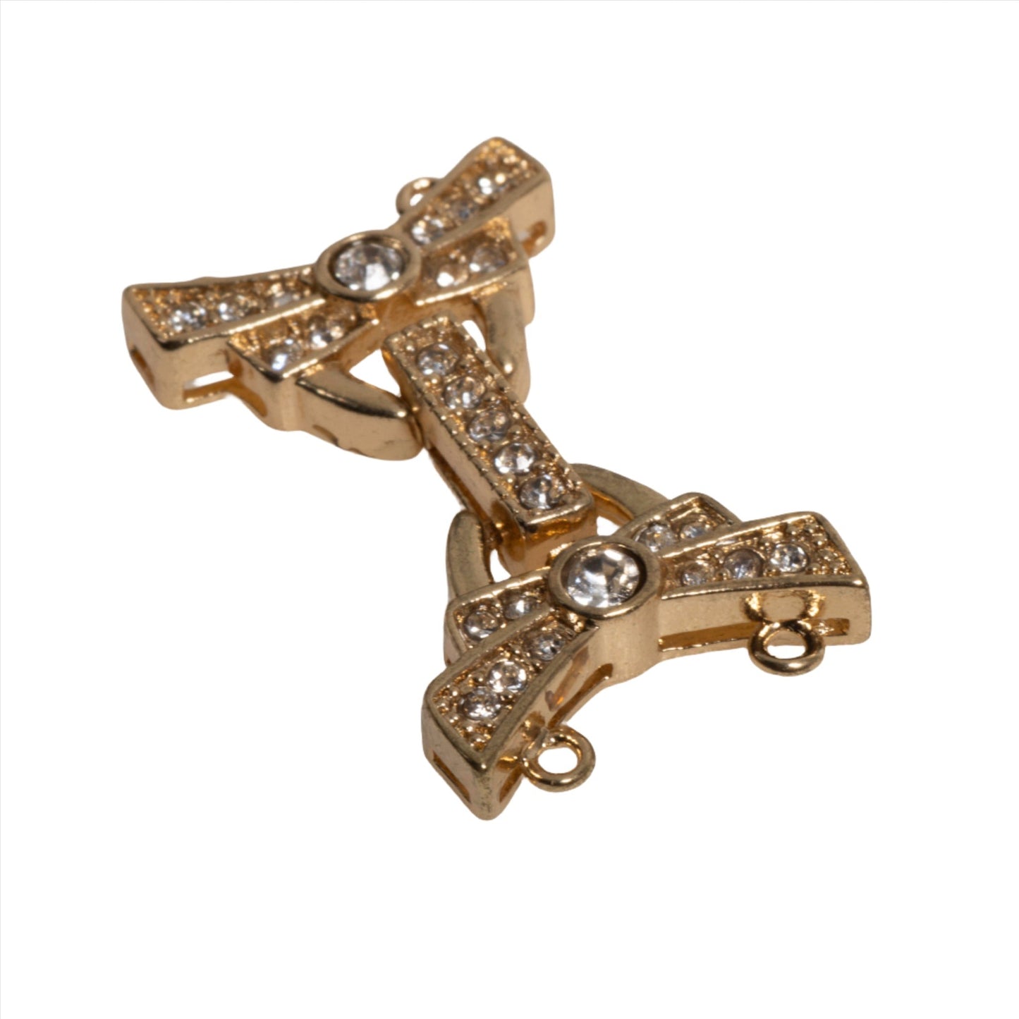 26mm x 15.5mm Pavé Crystal Buckle Clasp w/ 2 Loop Ends - Made of Brass - Sold by the Piece - CL/36