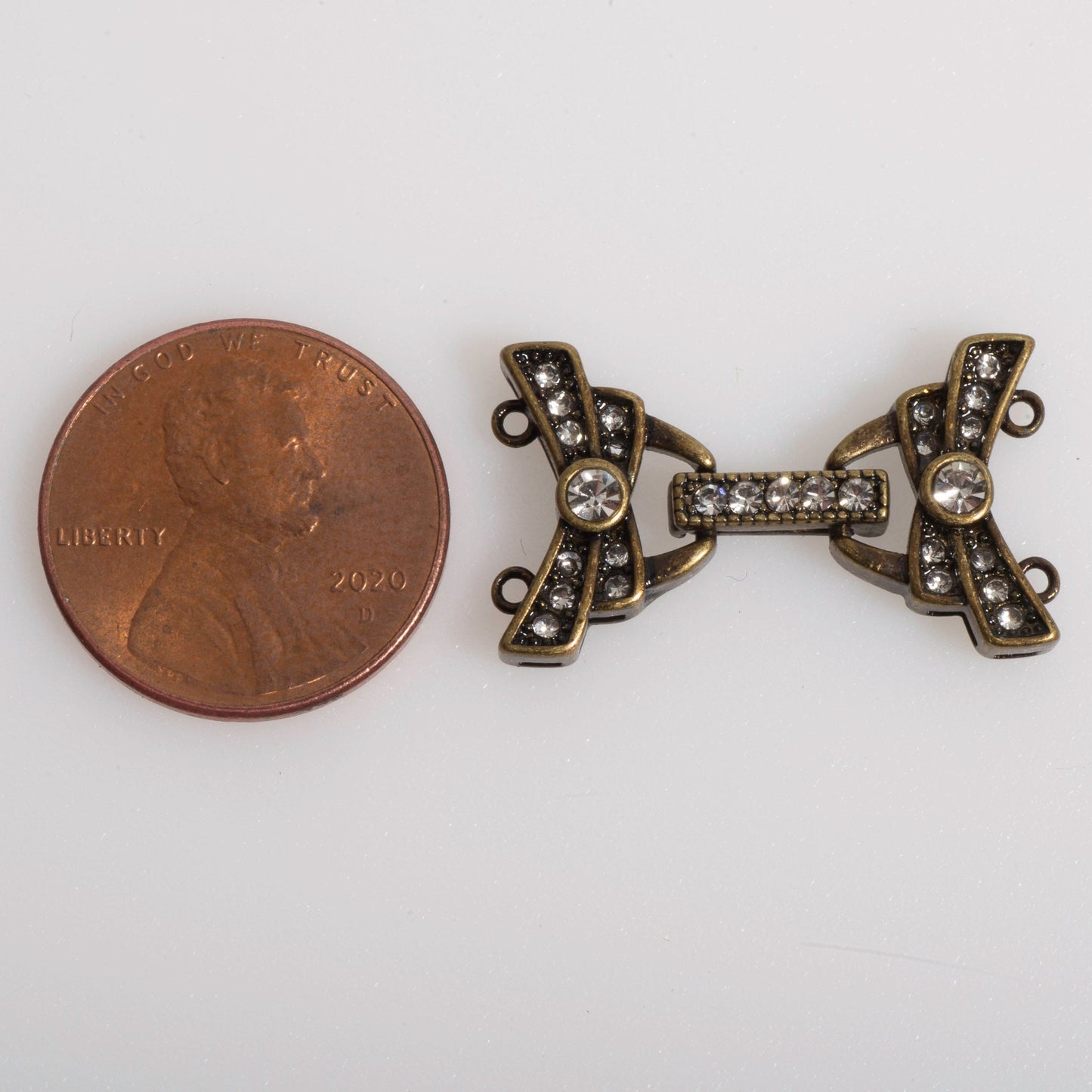 26mm x 15.5mm Pavé Crystal Buckle Clasp w/ 2 Loop Ends - Made of Brass - Sold by the Piece - CL/36