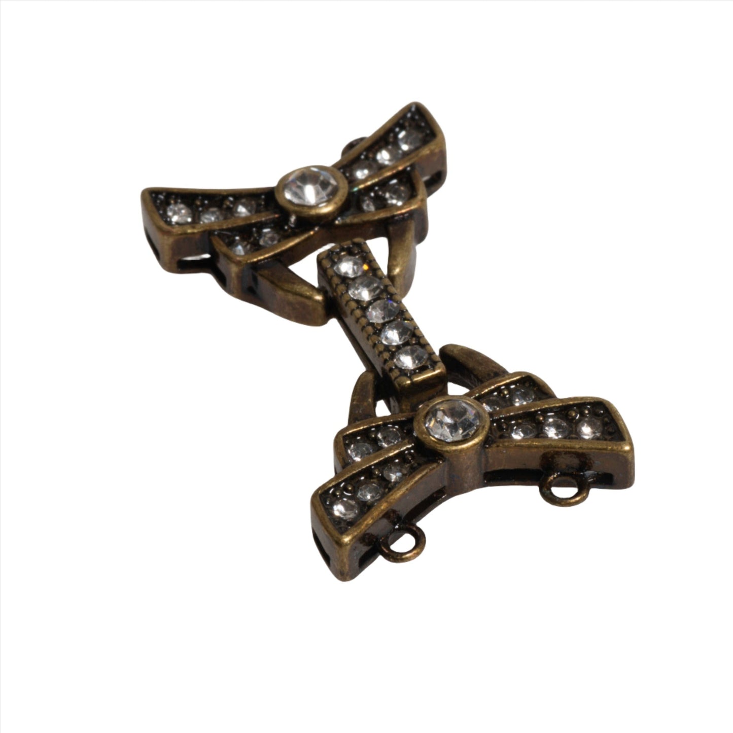26mm x 15.5mm Pavé Crystal Buckle Clasp w/ 2 Loop Ends - Made of Brass - Sold by the Piece - CL/36