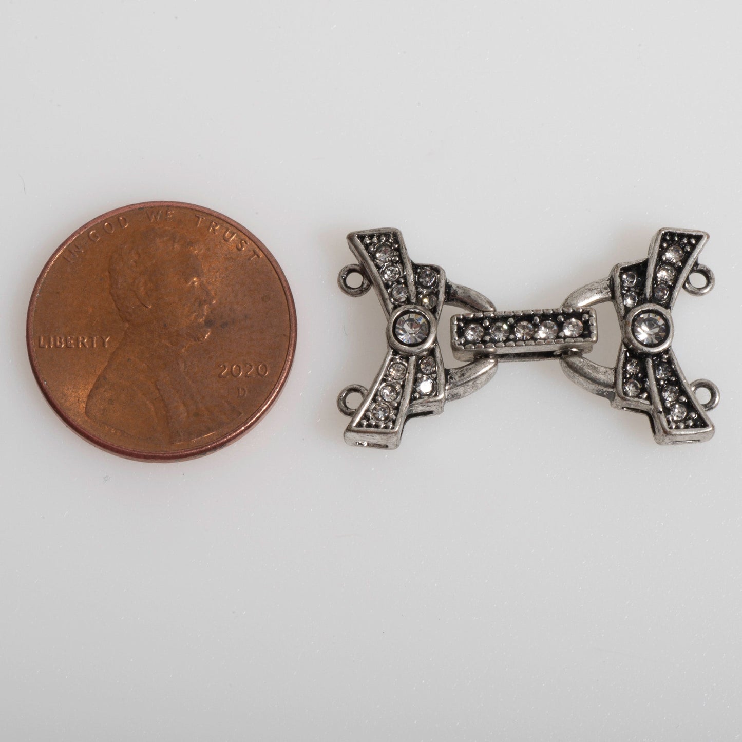26mm x 15.5mm Pavé Crystal Buckle Clasp w/ 2 Loop Ends - Made of Brass - Sold by the Piece - CL/36