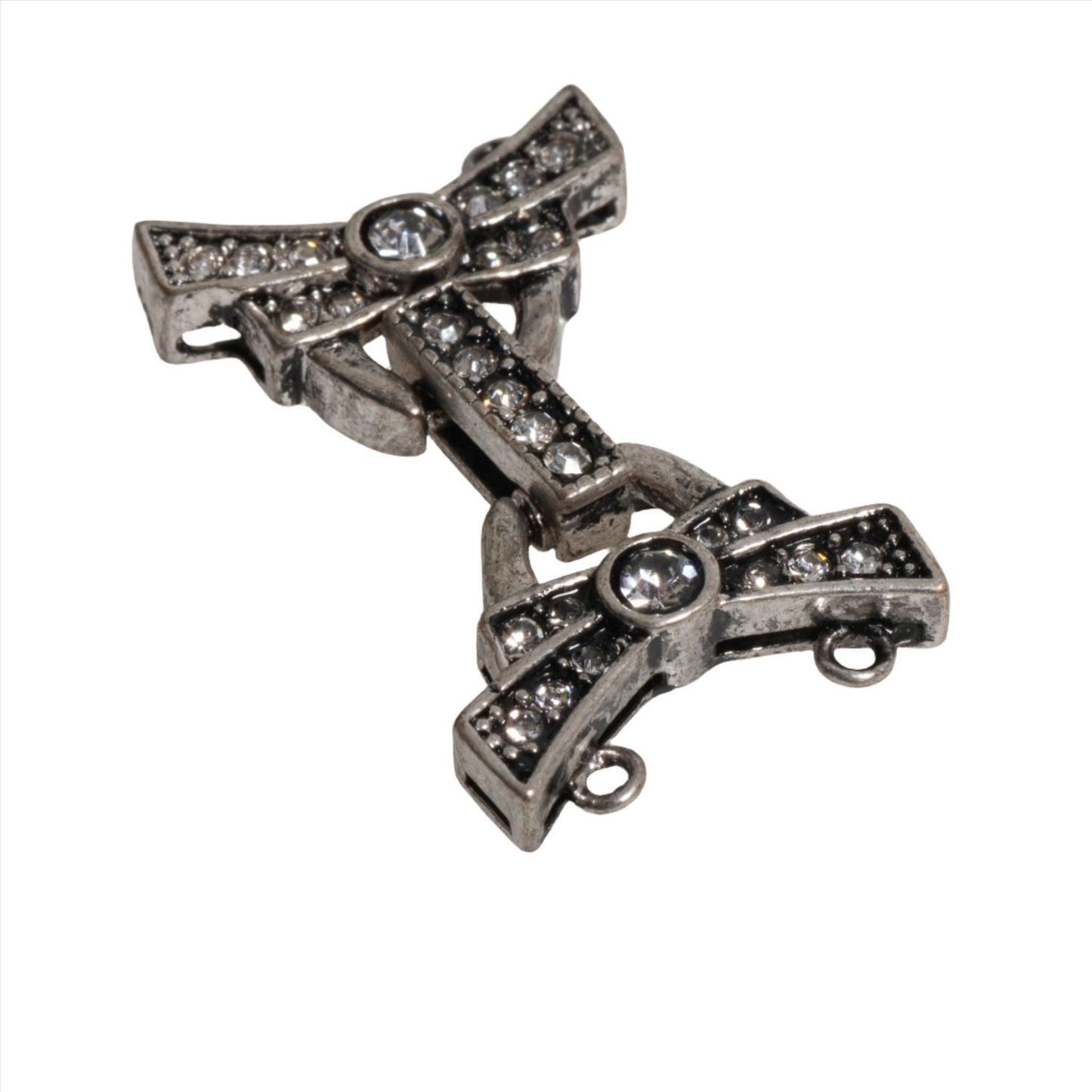 26mm x 15.5mm Pavé Crystal Buckle Clasp w/ 2 Loop Ends - Made of Brass - Sold by the Piece - CL/36