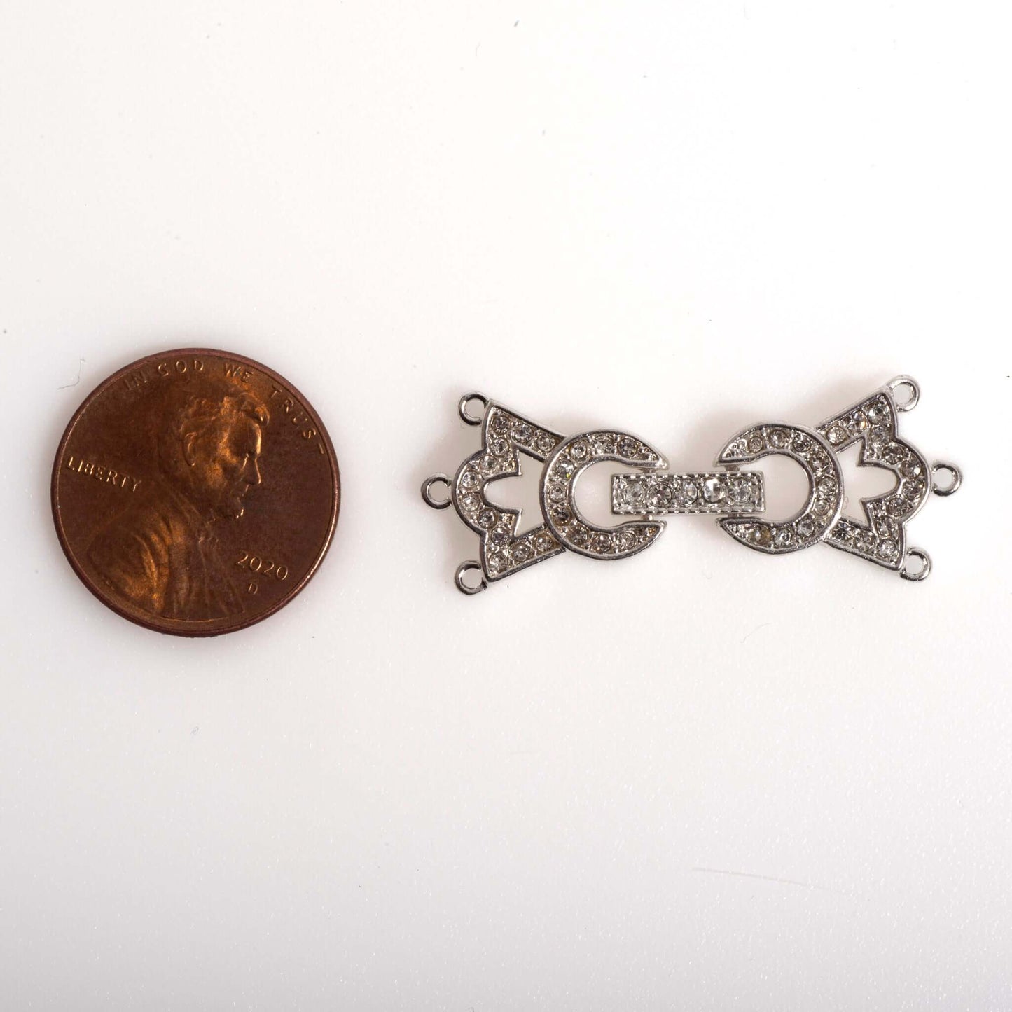 34mm x 11.5mm Pavé Crystal Crown Buckle Clasp - Made of Brass - Sold Individually - CL/37