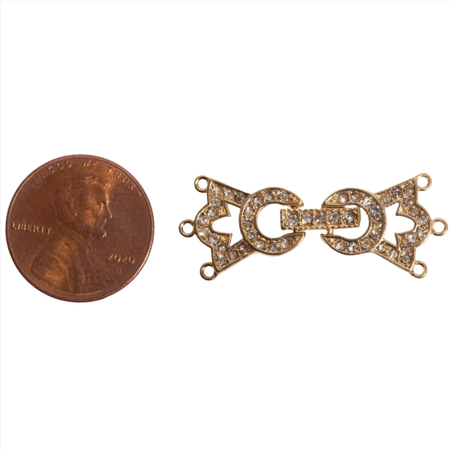 34mm x 11.5mm Pavé Crystal Crown Buckle Clasp - Made of Brass - Sold Individually - CL/37