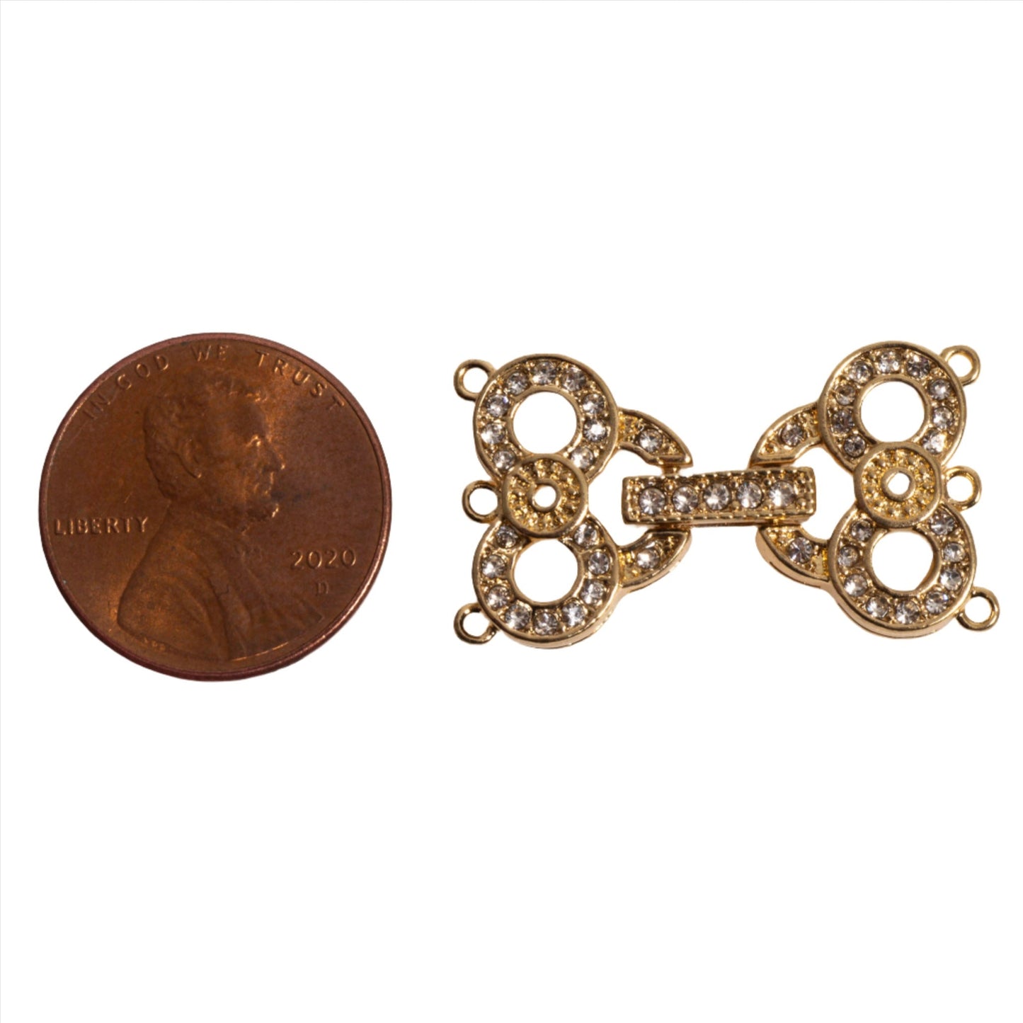 27mm x 15mm Owl Eyes Pavé Crystal Buckle Clasp - Made of Brass - Sold Individually - CL/38