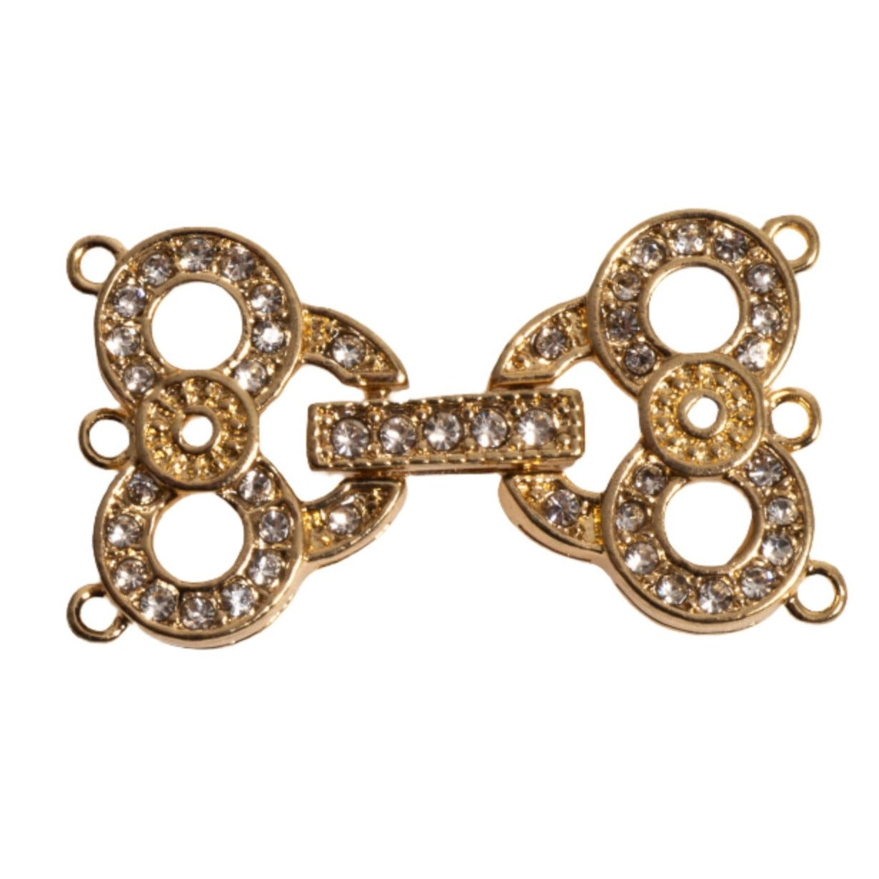 27mm x 15mm Owl Eyes Pavé Crystal Buckle Clasp - Made of Brass - Sold Individually - CL/38
