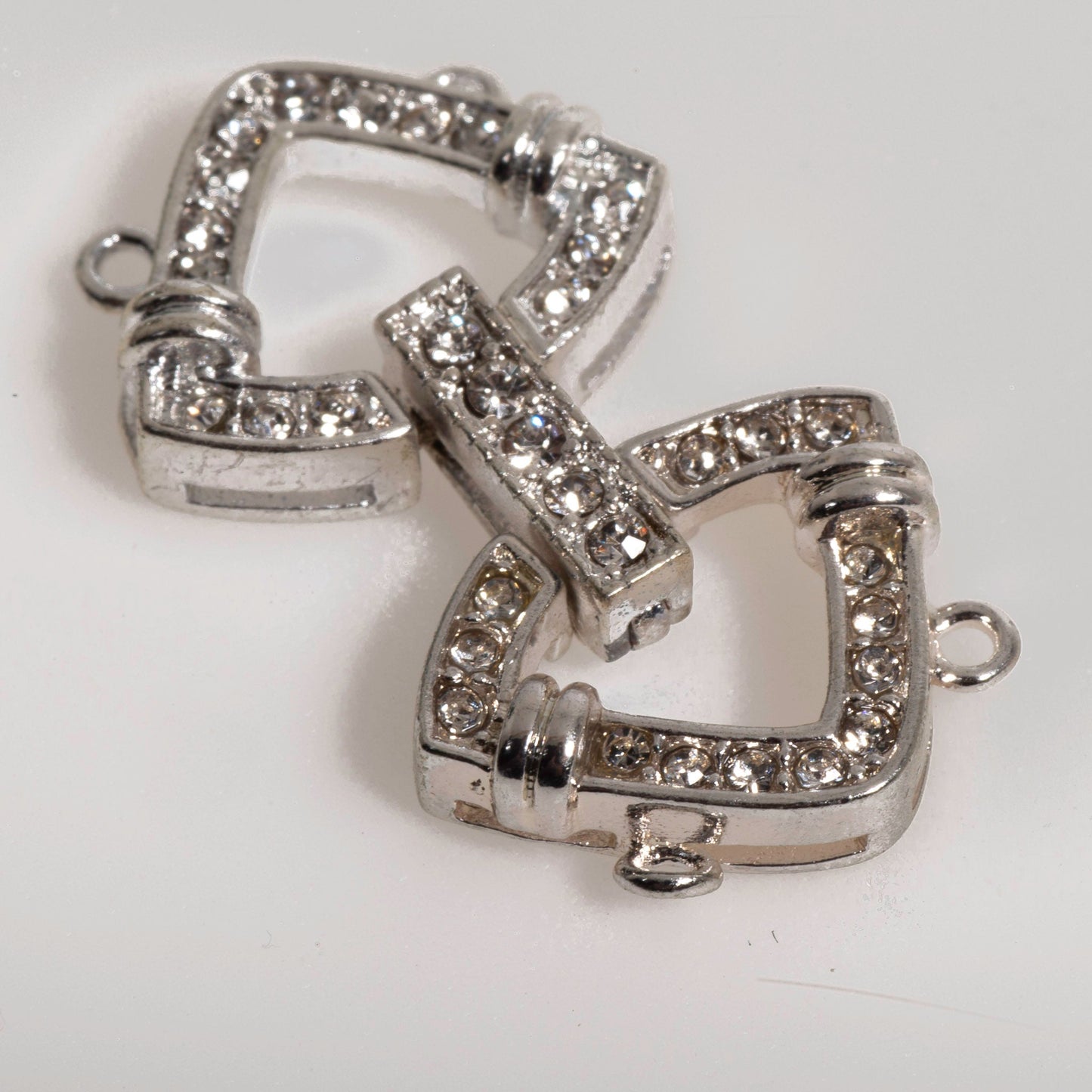 25mm x 14.5mm Curved Triangle Pavé Crystal Buckle Clasp - Made of Brass - Sold Individually - CL/40
