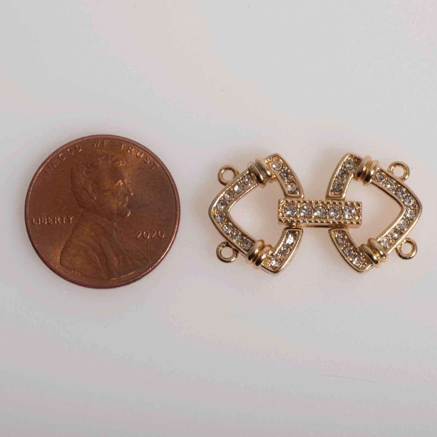 25mm x 14.5mm Curved Triangle Pavé Crystal Buckle Clasp - Made of Brass - Sold Individually - CL/40
