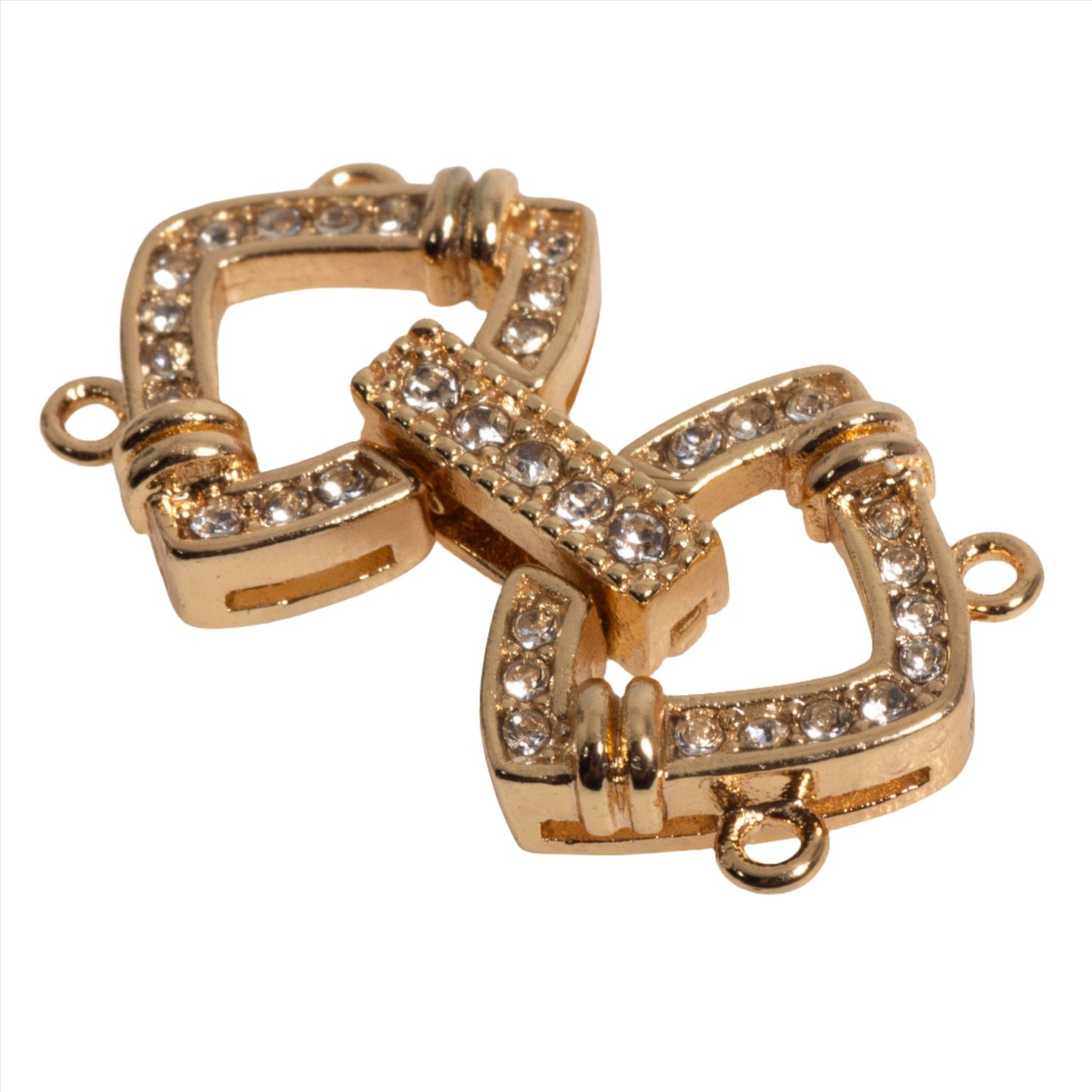 25mm x 14.5mm Curved Triangle Pavé Crystal Buckle Clasp - Made of Brass - Sold Individually - CL/40