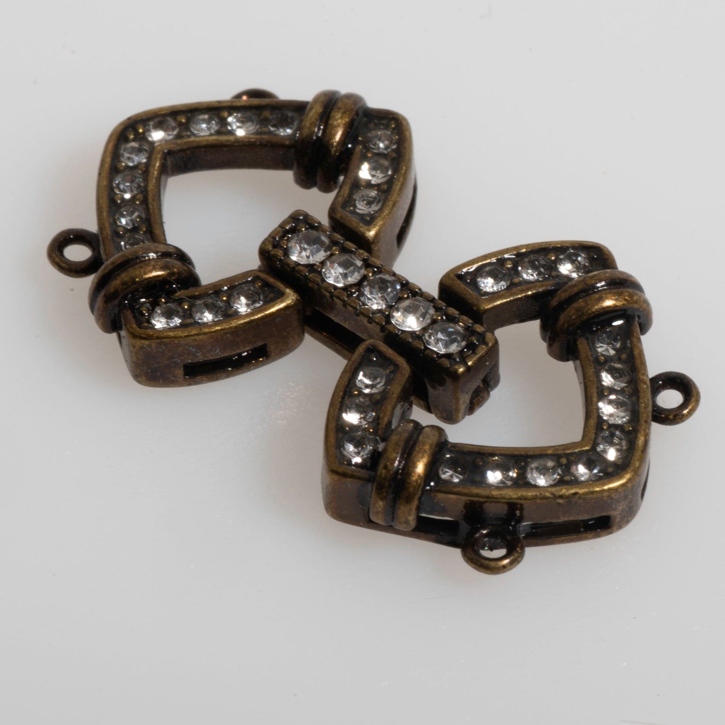 25mm x 14.5mm Curved Triangle Pavé Crystal Buckle Clasp - Made of Brass - Sold Individually - CL/40