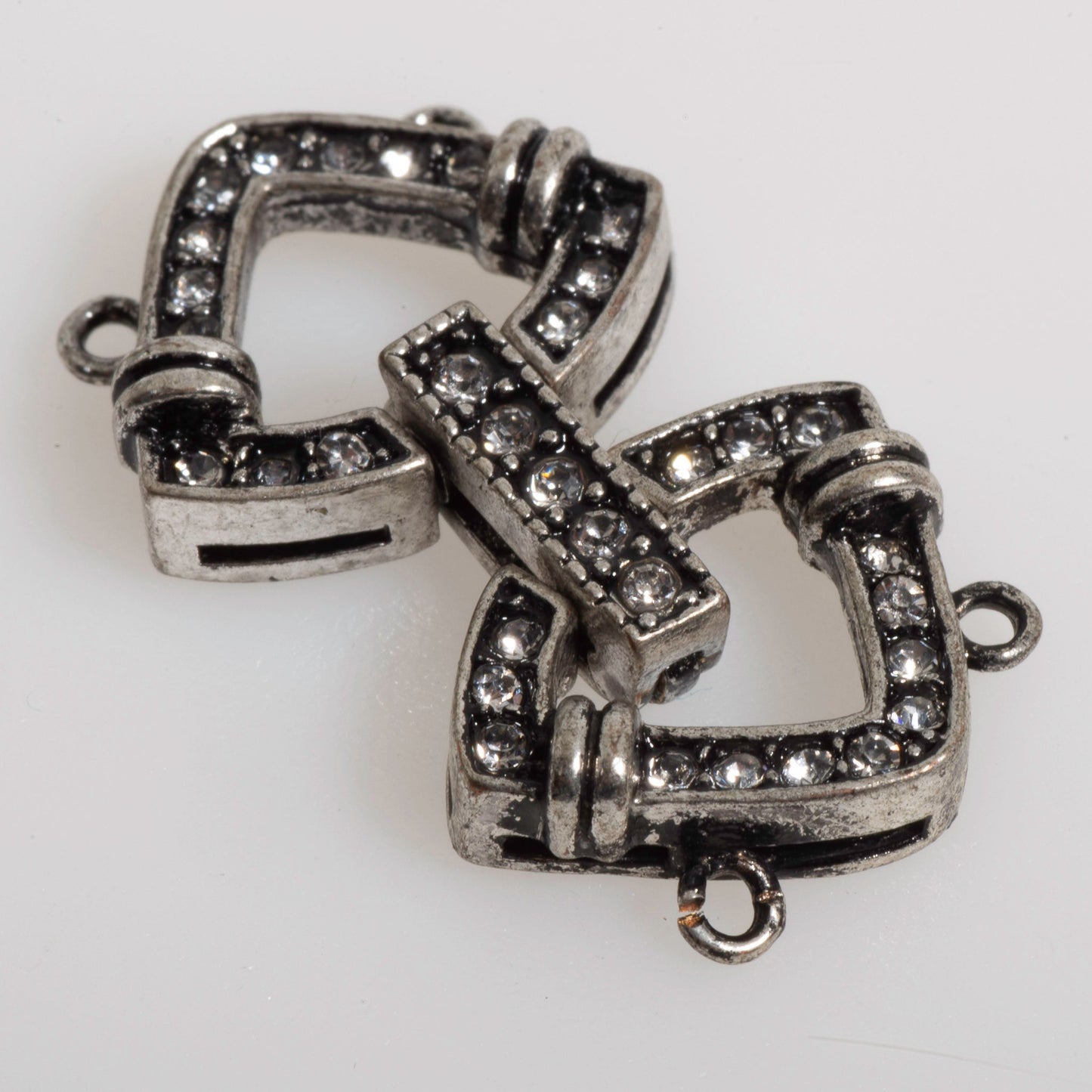 25mm x 14.5mm Curved Triangle Pavé Crystal Buckle Clasp - Made of Brass - Sold Individually - CL/40