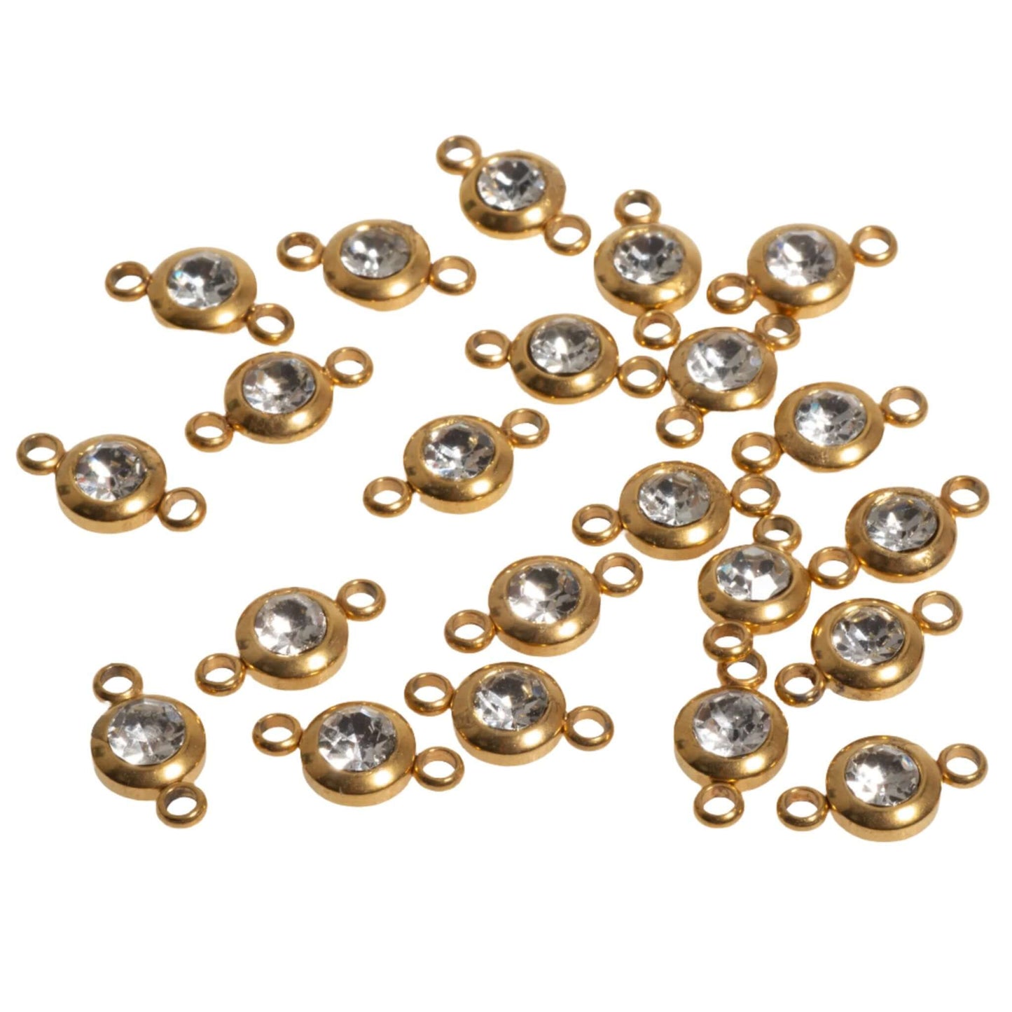 Permanent Jewelry Gold Connectors with CZ Crystals - 6mm - Available in Silver & Gold - Sold Individually - CONN6SS