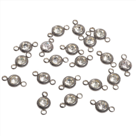Permanent Jewelry Gold Connectors with CZ Crystals - 6mm - Available in Silver & Gold - Sold Individually - CONN6SS