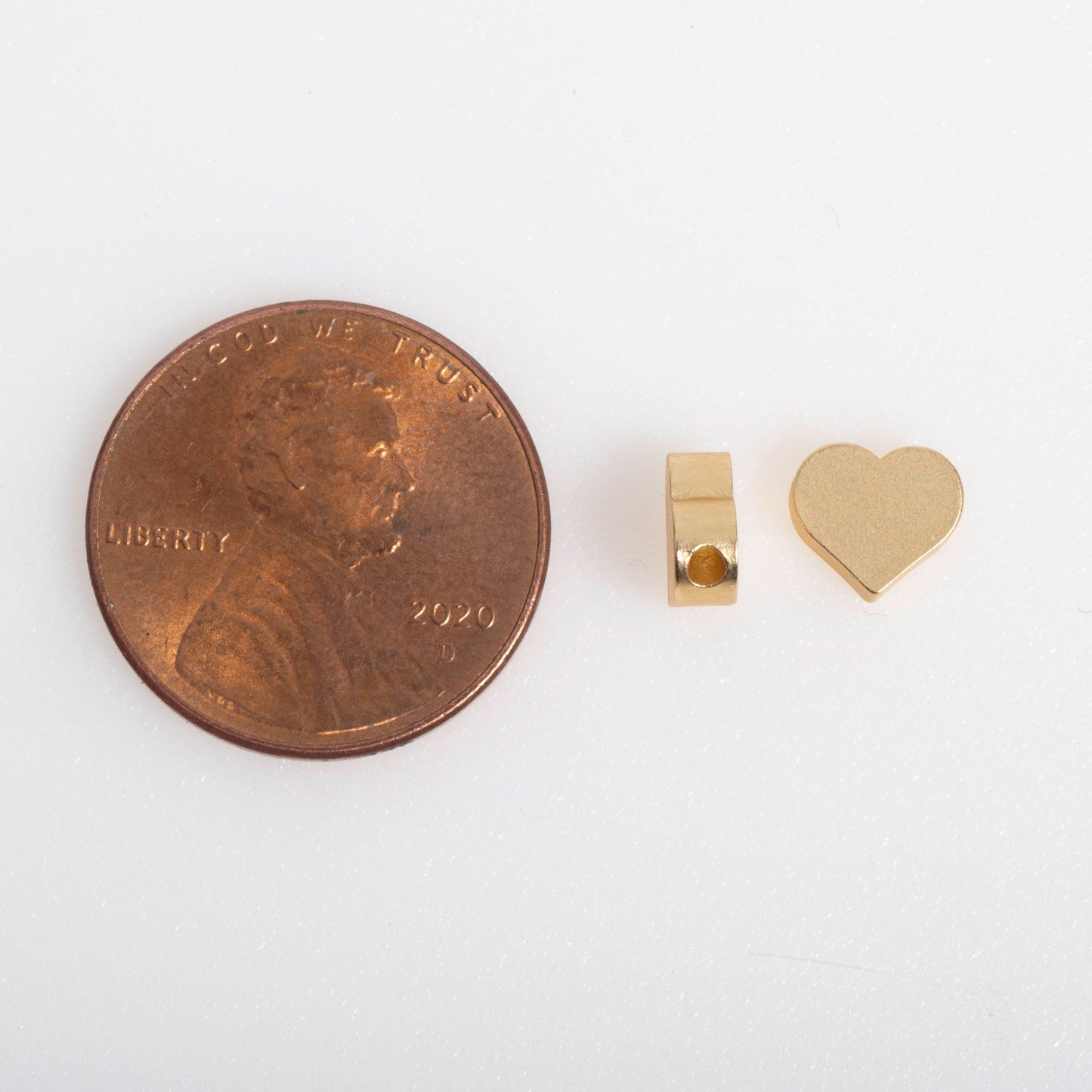 7mm x 6mm Solid Heart Bead - Made of plated zinc - Sold individually - K77