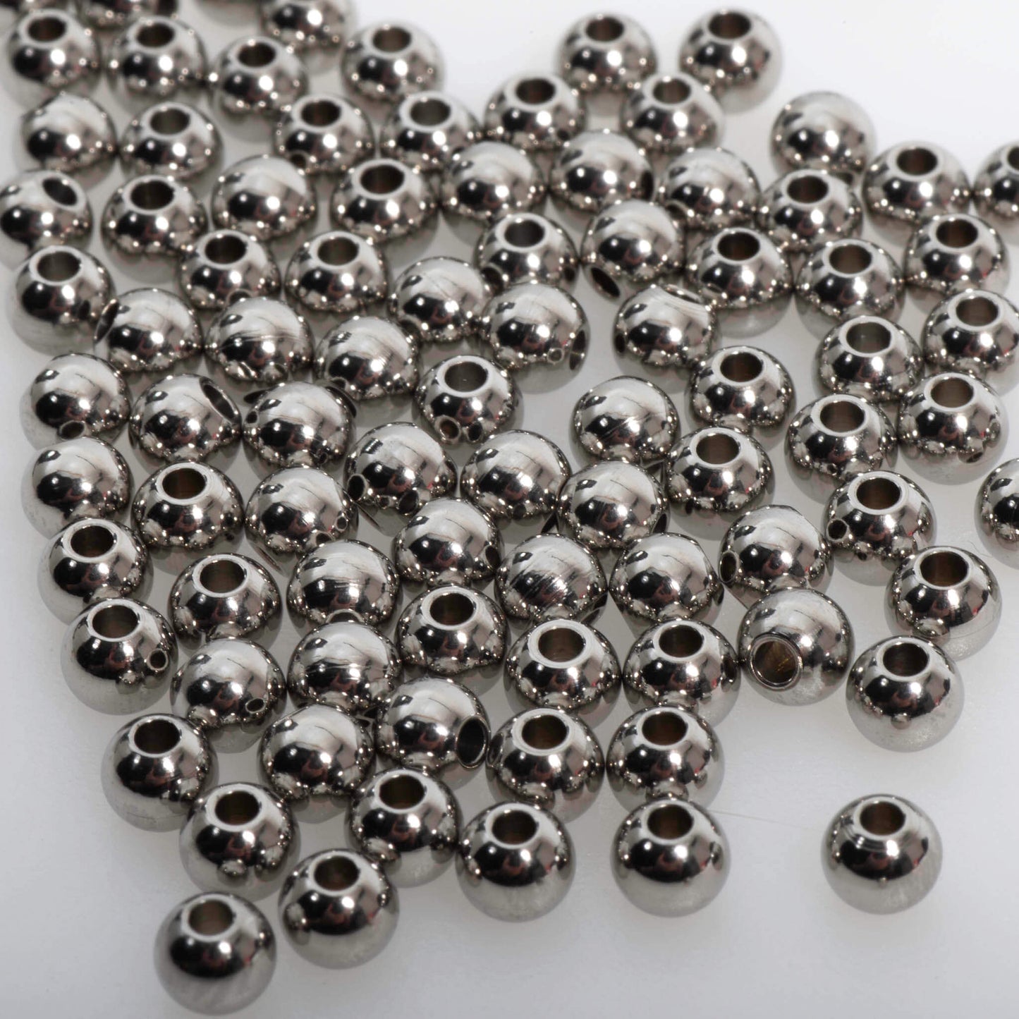Durable Silver Stainless Steel Spacer Beads in 3mm, 4mm, & 6mm with 1.2mm Hole - B3/SS B4/SS B6/SS