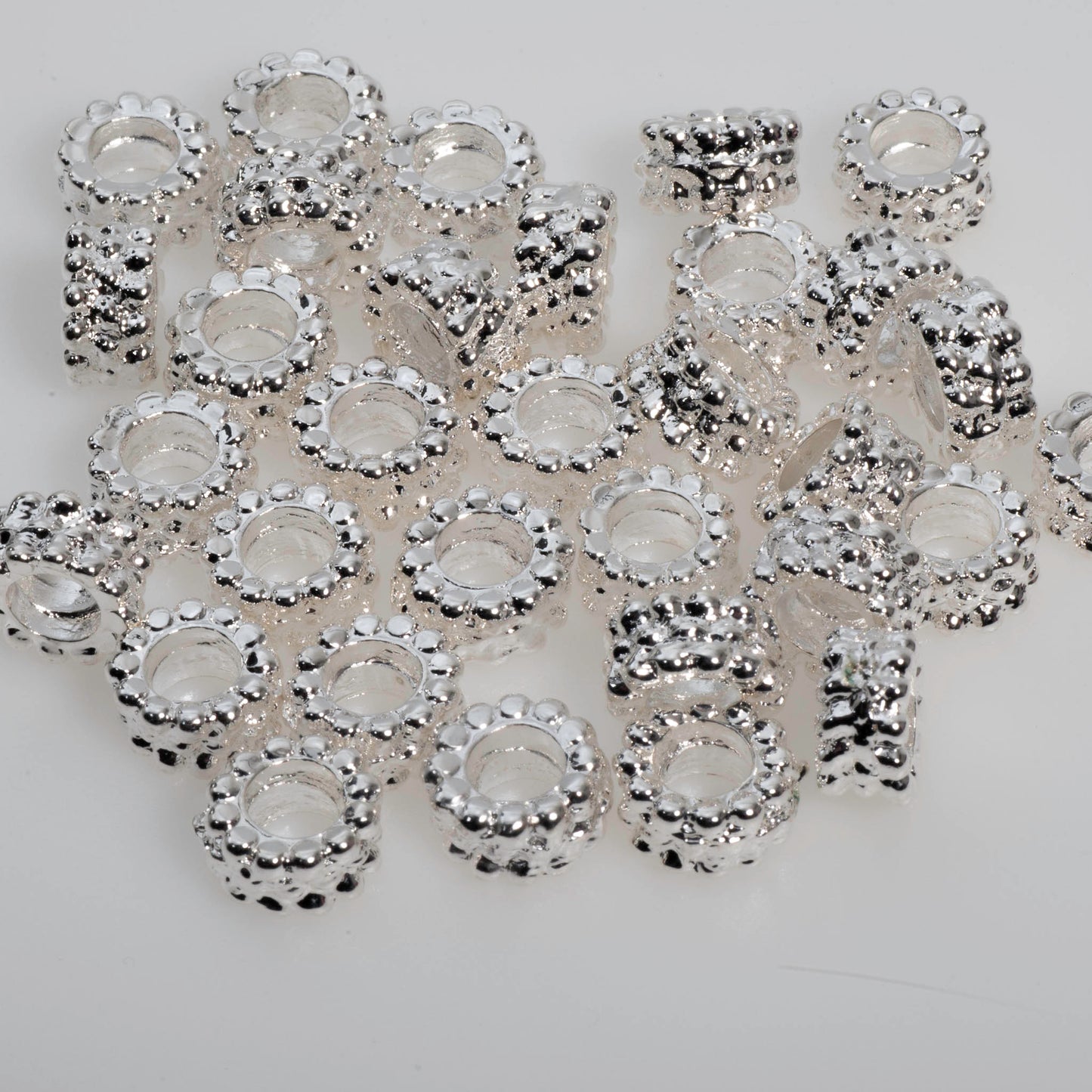 10mm Bumpy Barrel Bead - Made of plated zinc - Sold individually - K130