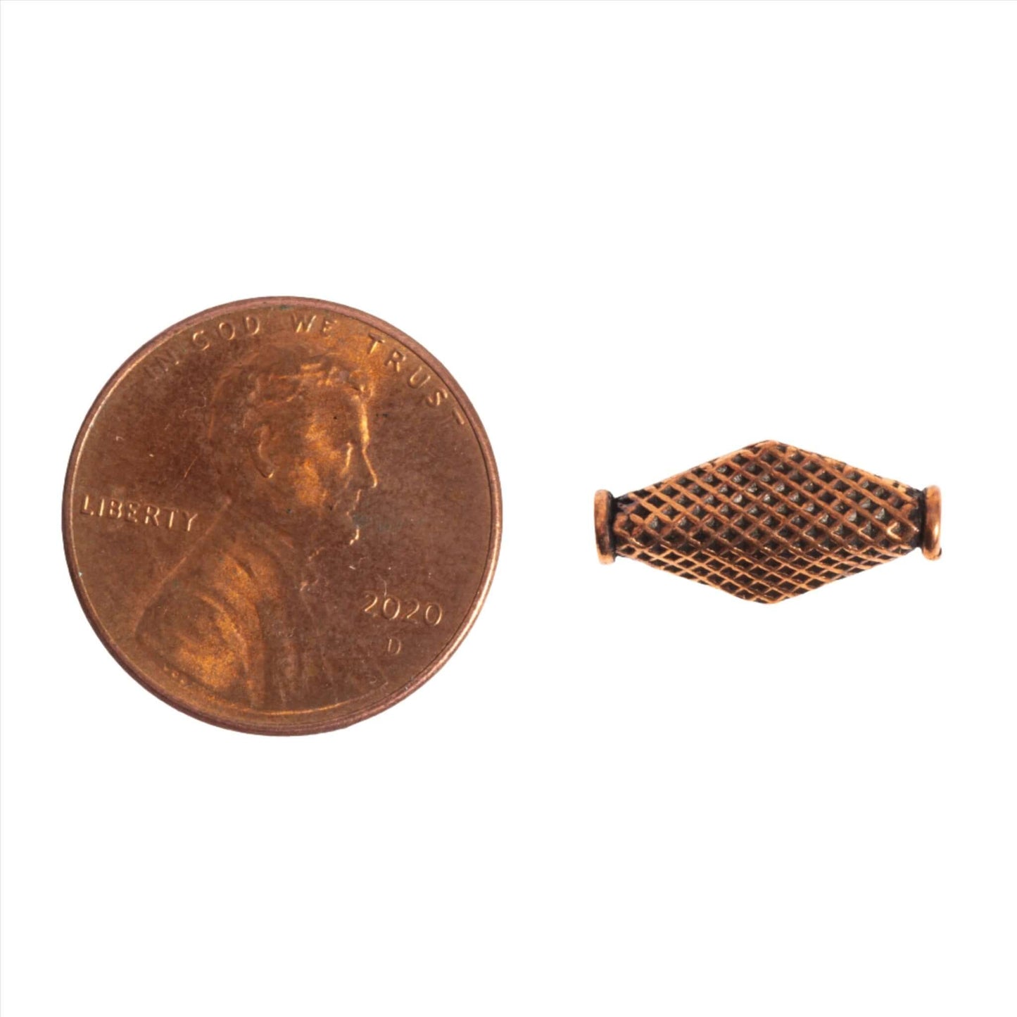 15mm x 7mm Mesh Diamond Bead - Made of Copper - Sold Individually - CC1240