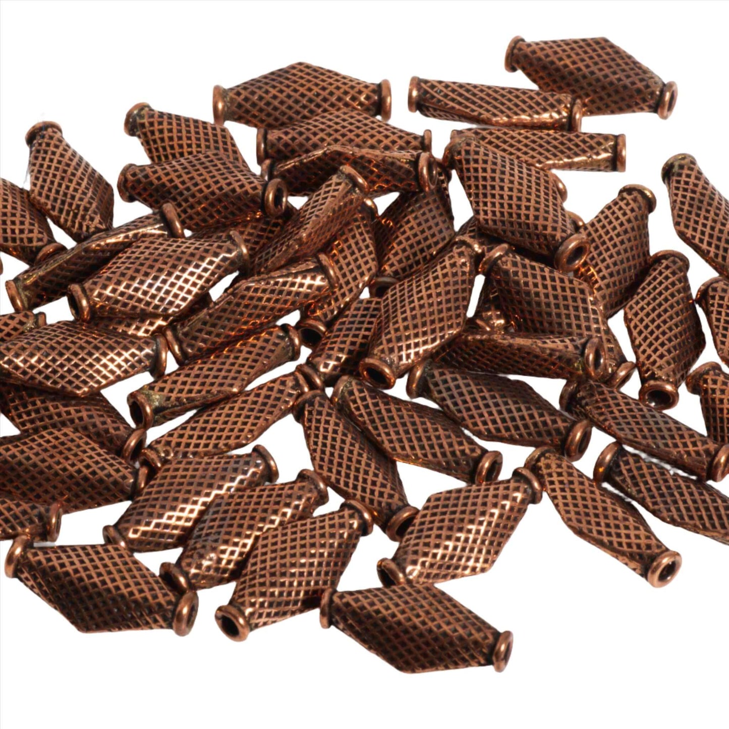 15mm x 7mm Mesh Diamond Bead - Made of Copper - Sold Individually - CC1240