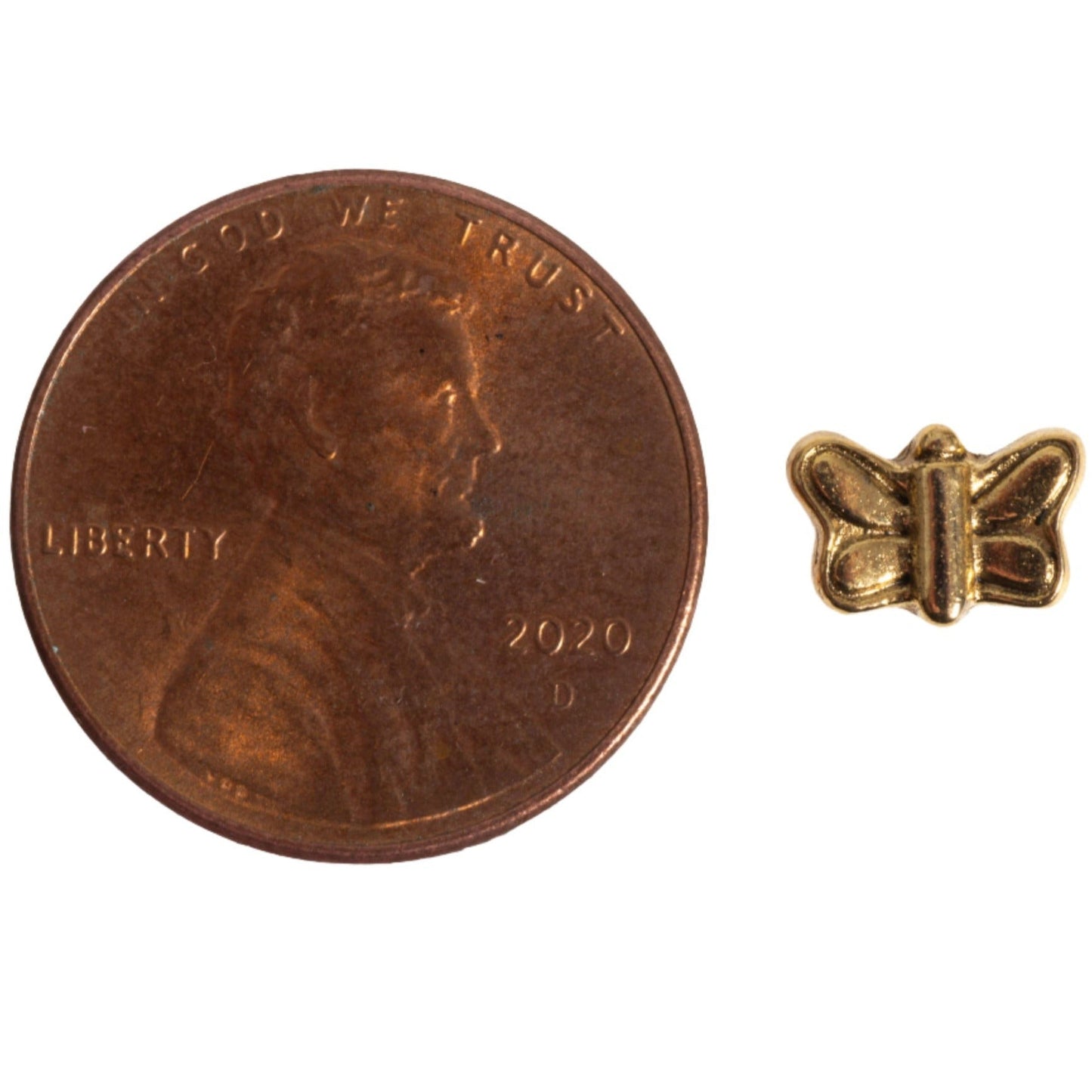 8mm x 5mm Butterfly Bead - Made of Pewter - Antique Pewter & Gold Finishes - Sold Individually - CBS10011
