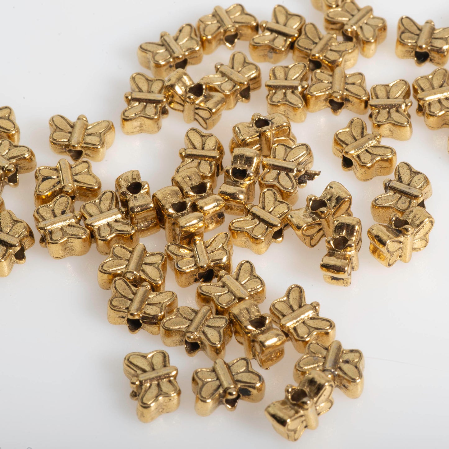 8mm x 5mm Butterfly Bead - Made of Pewter - Antique Pewter & Gold Finishes - Sold Individually - CBS10011