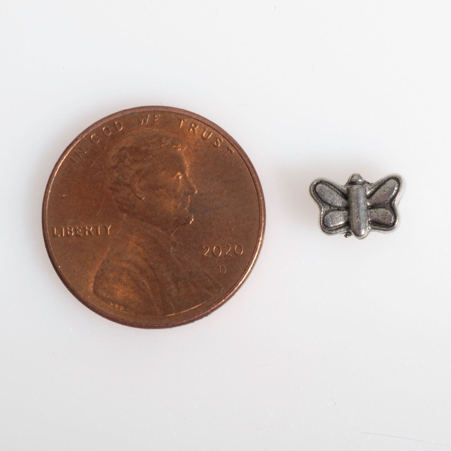 8mm x 5mm Butterfly Bead - Made of Pewter - Antique Pewter & Gold Finishes - Sold Individually - CBS10011