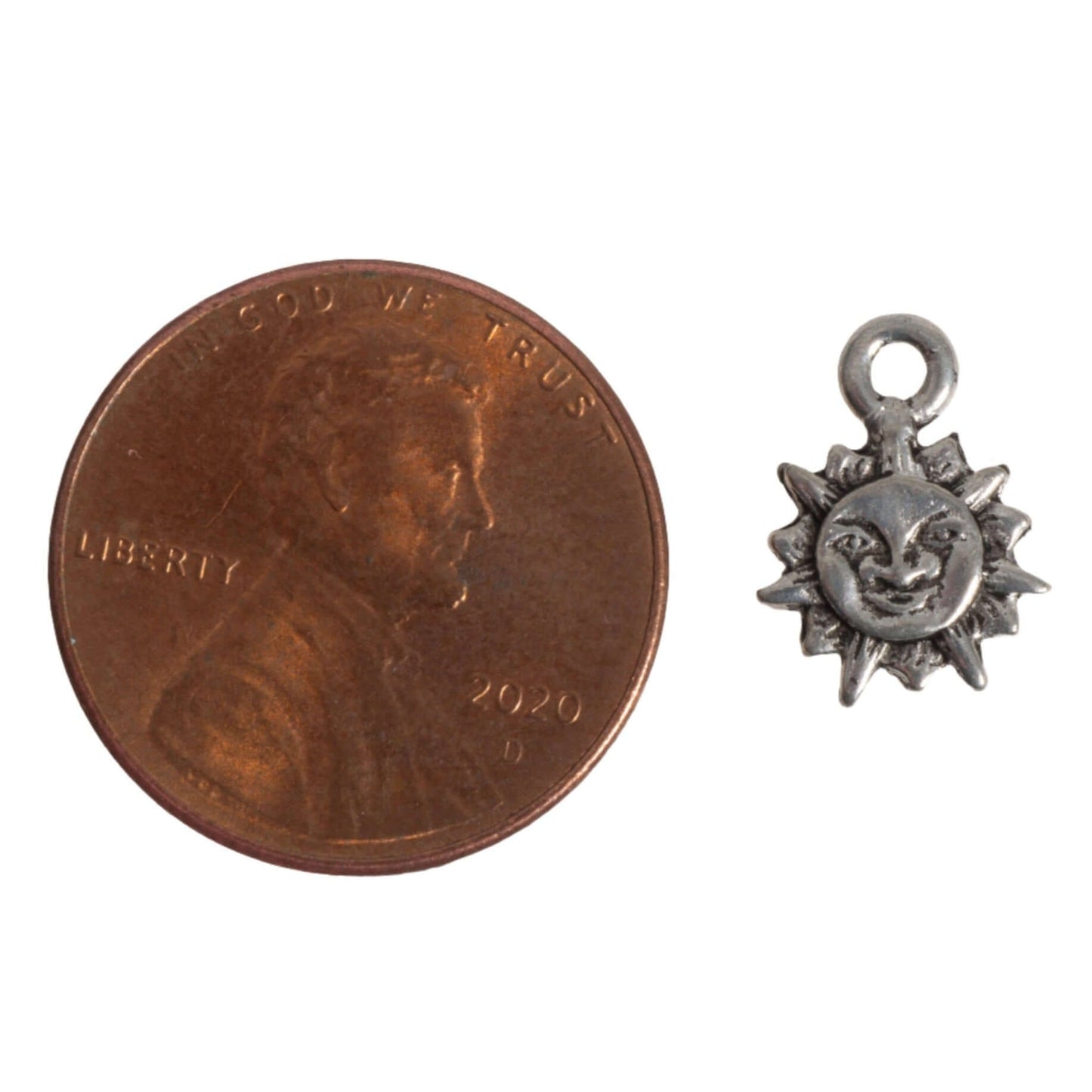 Smiley Face Sun Charm Pewter 12mm x 9mm sold Individually - CBS471