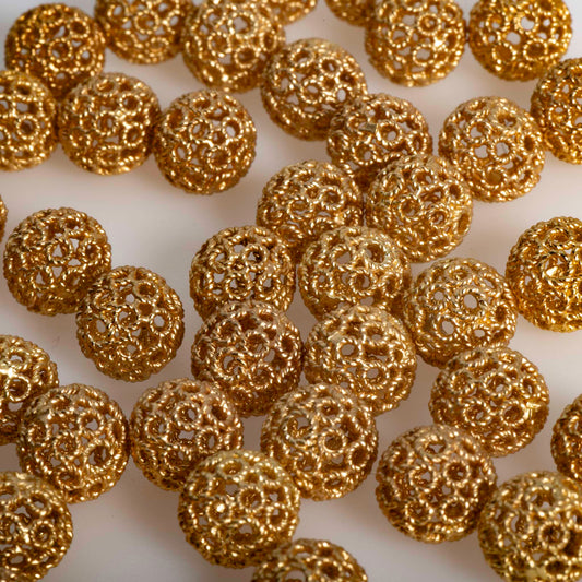 9mm Hollow Crater Sphere Bead - Made of plated zinc - Sold individually - K65