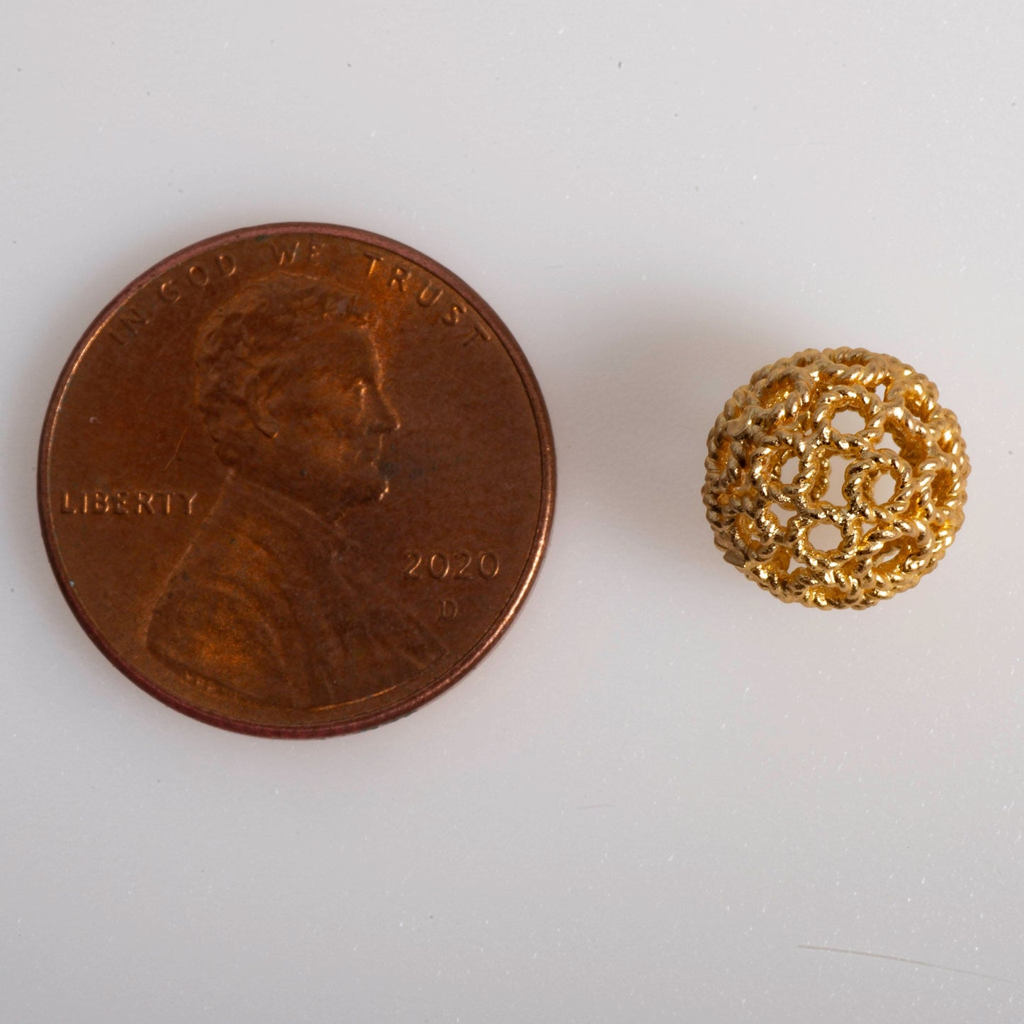 9mm Hollow Crater Sphere Bead - Made of plated zinc - Sold individually - K65